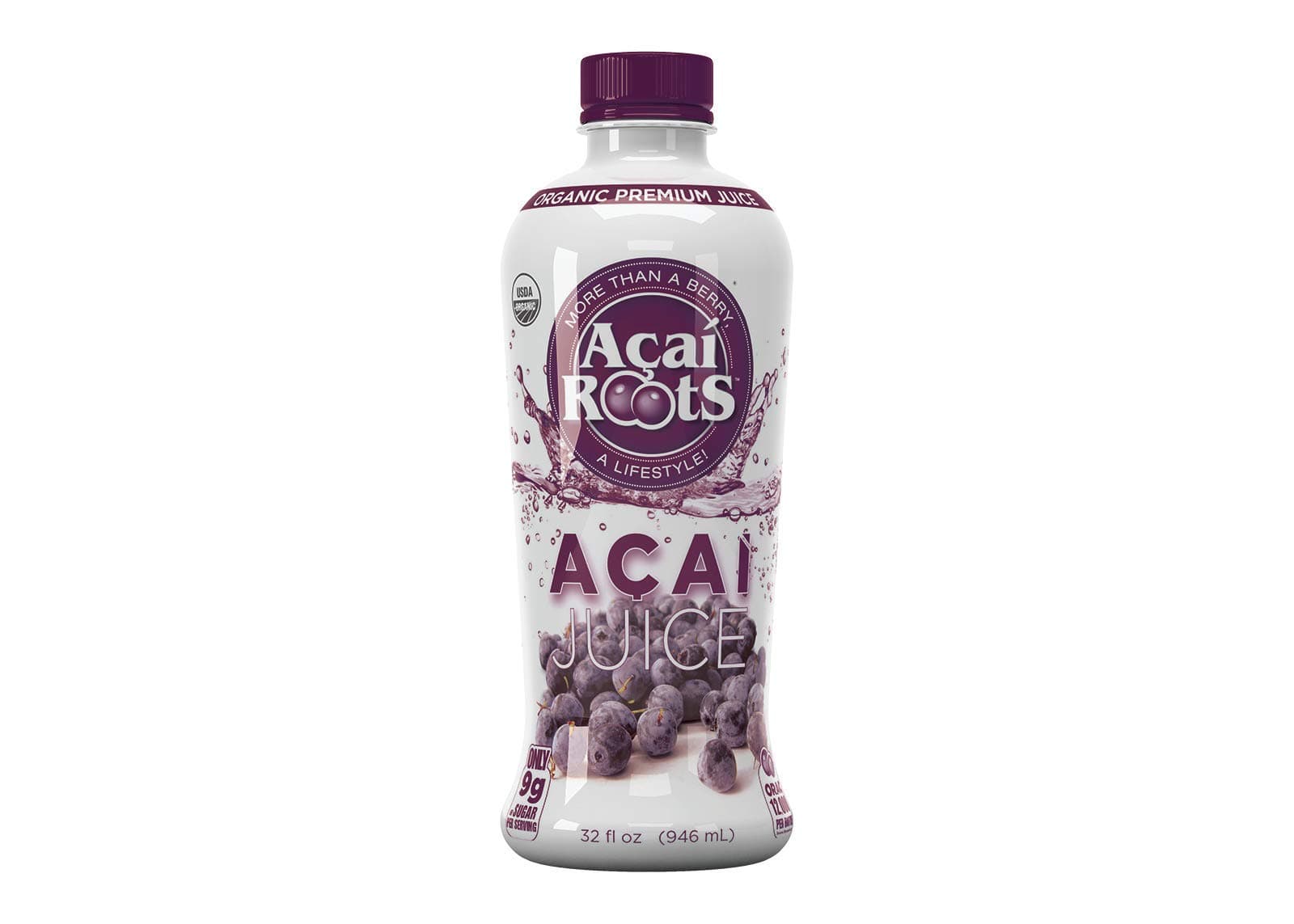 Acai Roots Pure Acai Juice, 32-Ounce Bottles (Pack of 3)