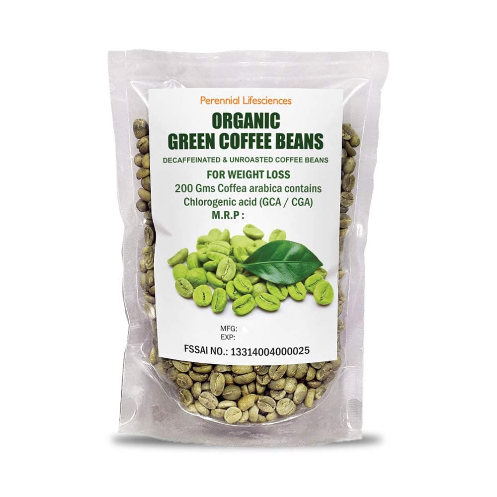 Perennial Lifesciences Organic Decaffeinated Green Coffee Beans For Weight Loss - 200 Gms
