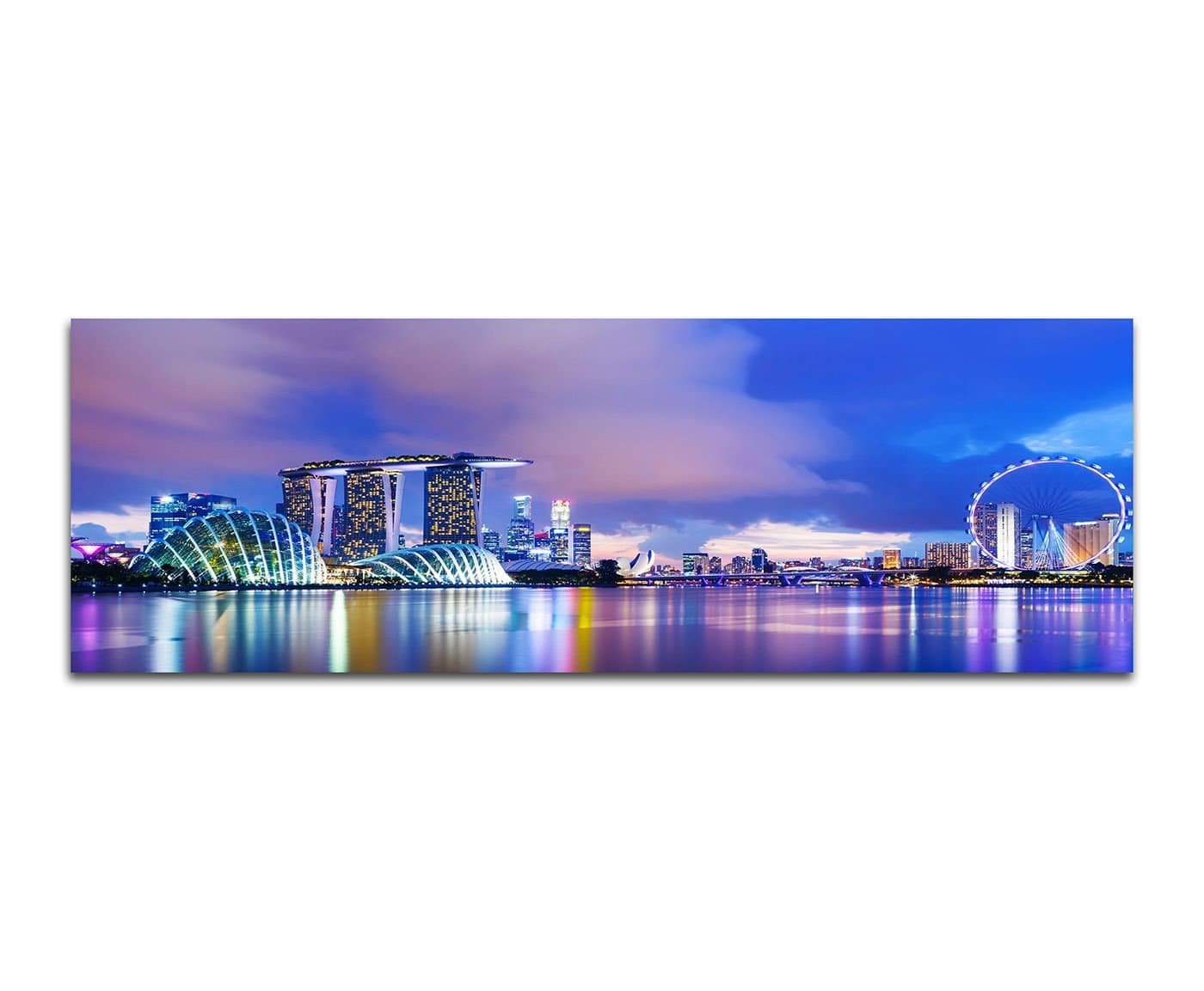 Paul Sinus Art Picture Wall Art Print 150 x 50 cm Singapore Skyline Sea Evening Mirror