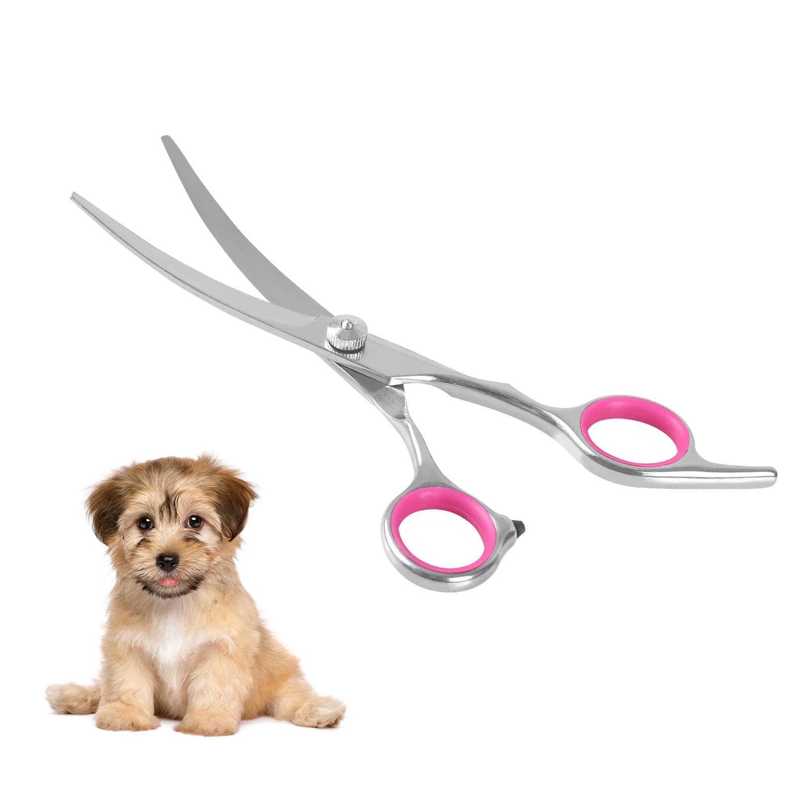 DONGKER AILOVA Pet Scissors, 6 inch Stainless Steel Pet Grooming Curved Scissors Dog Cat Cutting Hair Scissors Barber Up Curved/Down Curved Scissors