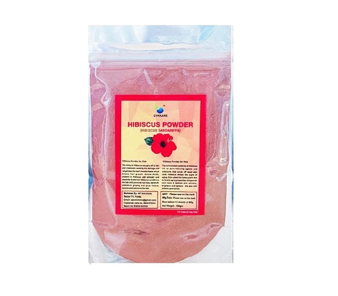 QYKKARE Premium Hibiscus Powder for Hair growth 100gm | Natural Pure Hibiscus Gudhal Ka Phool Powder For Dull Hair & Conditioning
