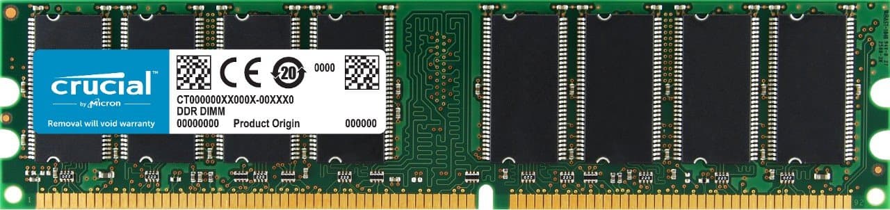 Crucial CT6464Z40B 512MB DDR, 400MHz (PC3200) Unbuffered UDIMM, 184-Pin Memory