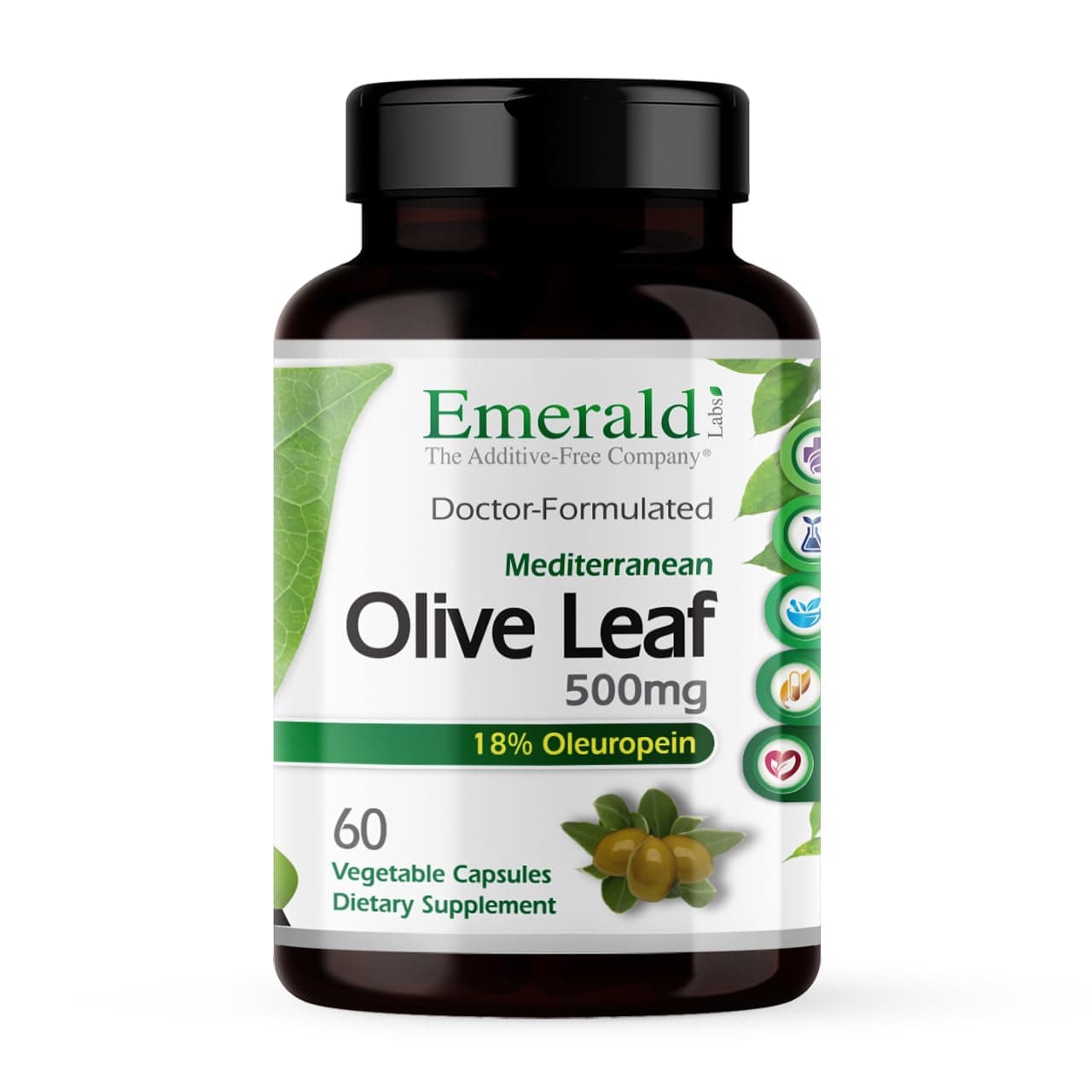 EMERALD LABS Mediterranean Olive Leaf 500mg - Gluten-Free, Vegan Olive Leaf Extract - Supports Skin, Immune & Heart Health - 60 Vegetable Capsules (Up to 60-Day Supply)