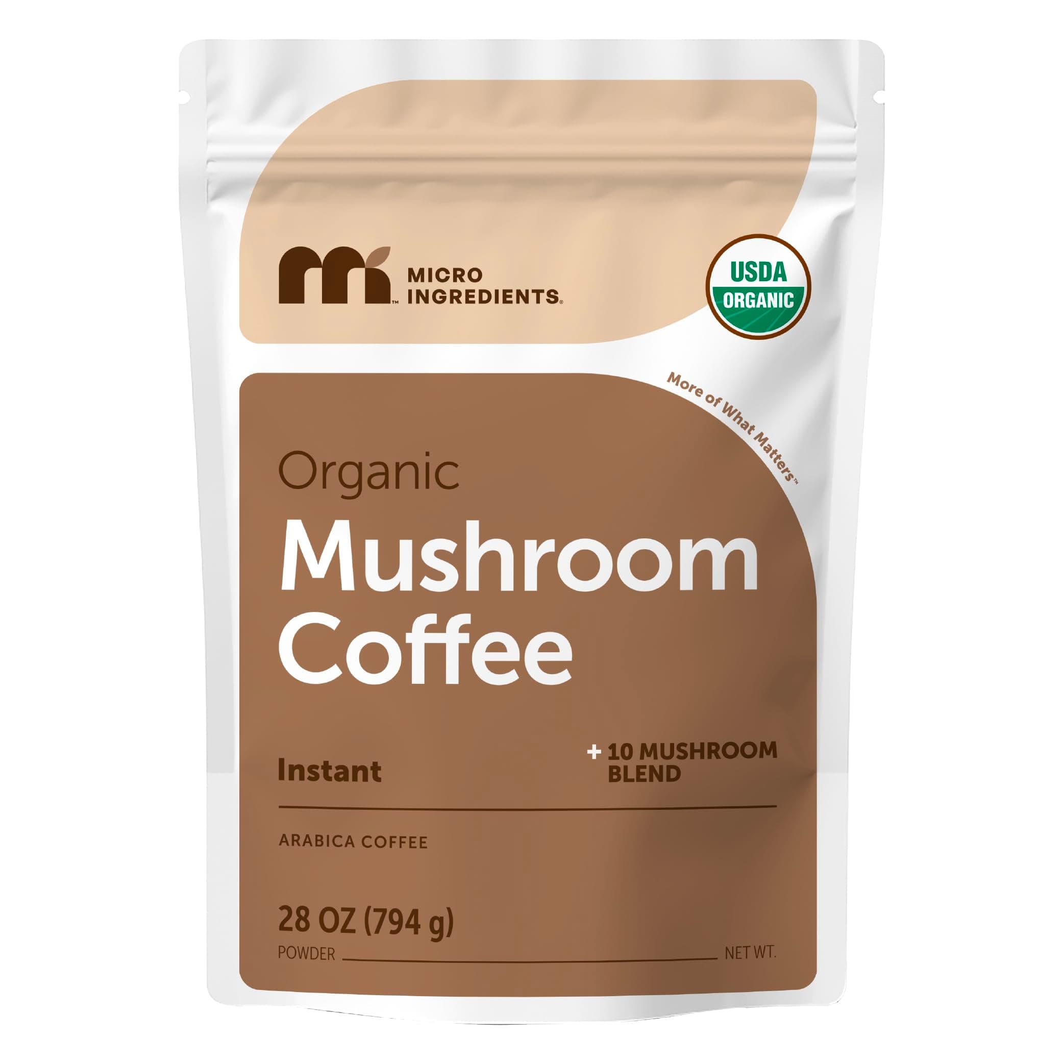 Organic Instant 10 in 1 Mushroom Coffee Powder, 28 Ounce (317 Servings) | Premium Arabica Coffee with Lion’s Mane, Chaga, Reishi & More