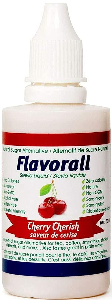 Flavorall Flavored Stevia 50 ML, Cherry Cherish, 25 Flavors, Stevia Liquid Drops, Zero Calorie Sweetener, Flavored Stevia Drops, Sugar Substitute, Keto Sugar, Organic, Gluten Free, Stevia Sweetener