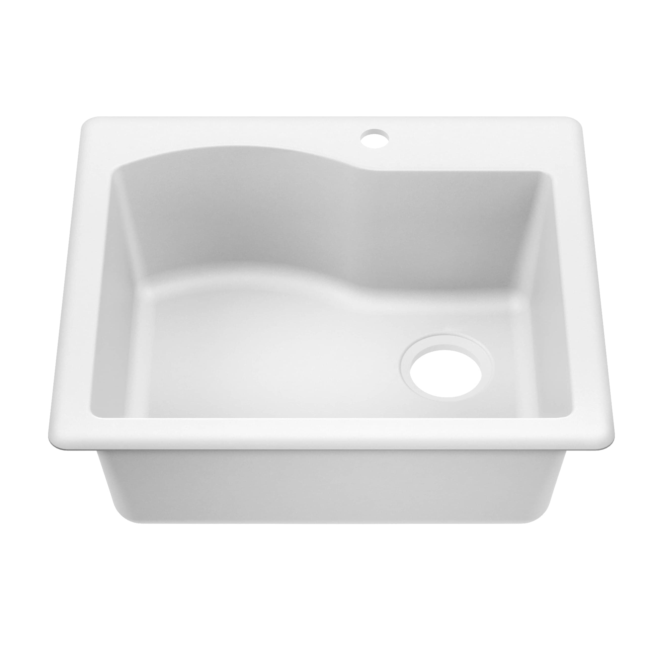 Quarza 25-inch Drop-In/Undermount Single Bowl Granite Kitchen Sink in White. KGD-441WHITE