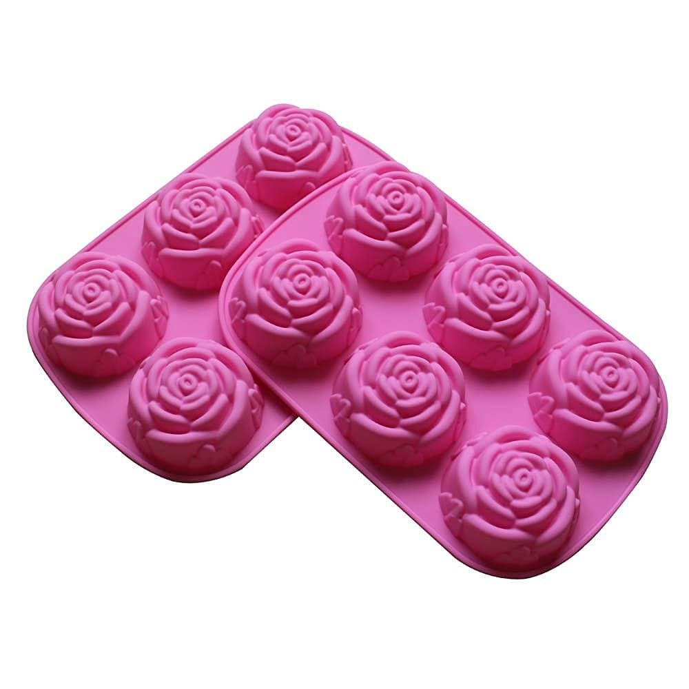2 pack of X Large Rose Flower Ice Cube Chocolate Soap Tray Mold Silicone Party maker