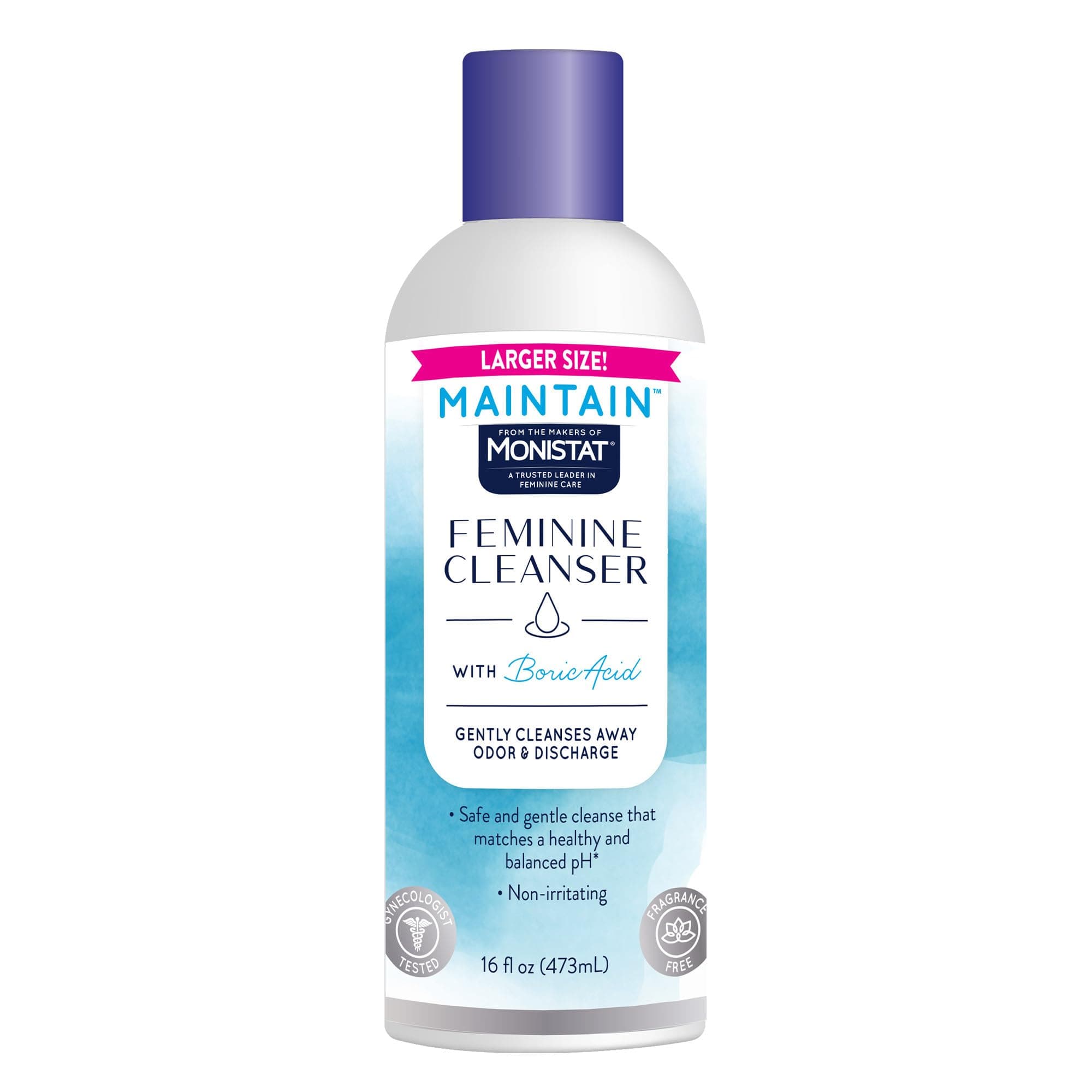 Boric Acid Feminine Wash, Fragrance-Free Intimate Wash for Women with Gentle pH-Balanced Formula, 16 Fl Oz