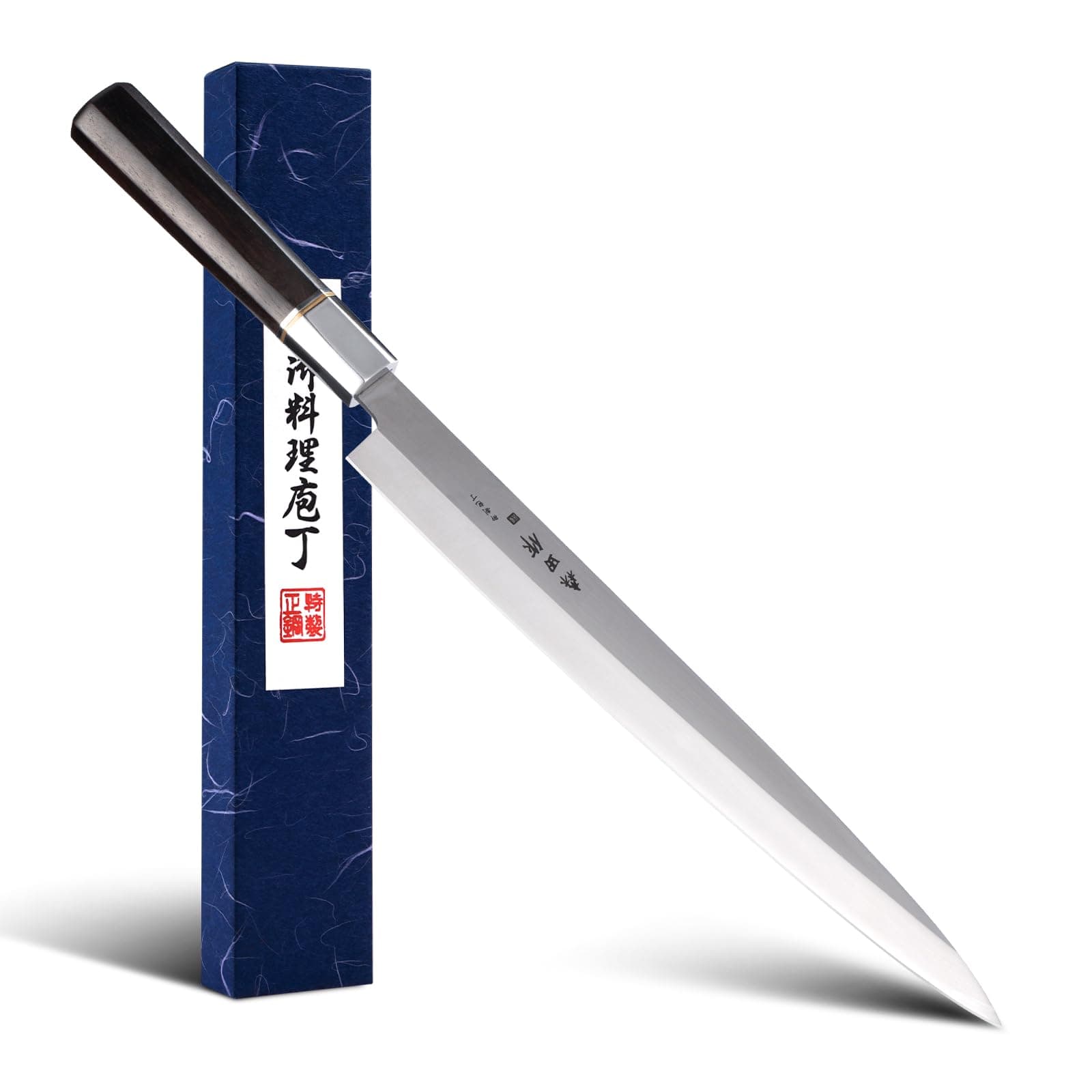 Sushi Knife 12 inch (300mm), Yanagiba Knife with 7Cr17MoV High Carbon Stainless Steel Blade, Octagonal Ebony Handle