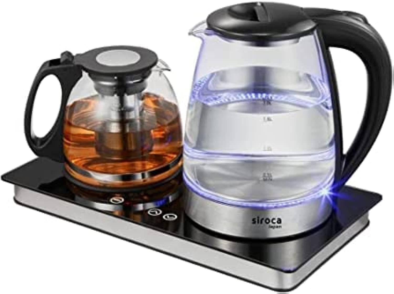 SIROCA JAPAN ORGINAL Double pot Electric tea Maker, 2L Glass kettle with 1L Glass tea pot, 2500W