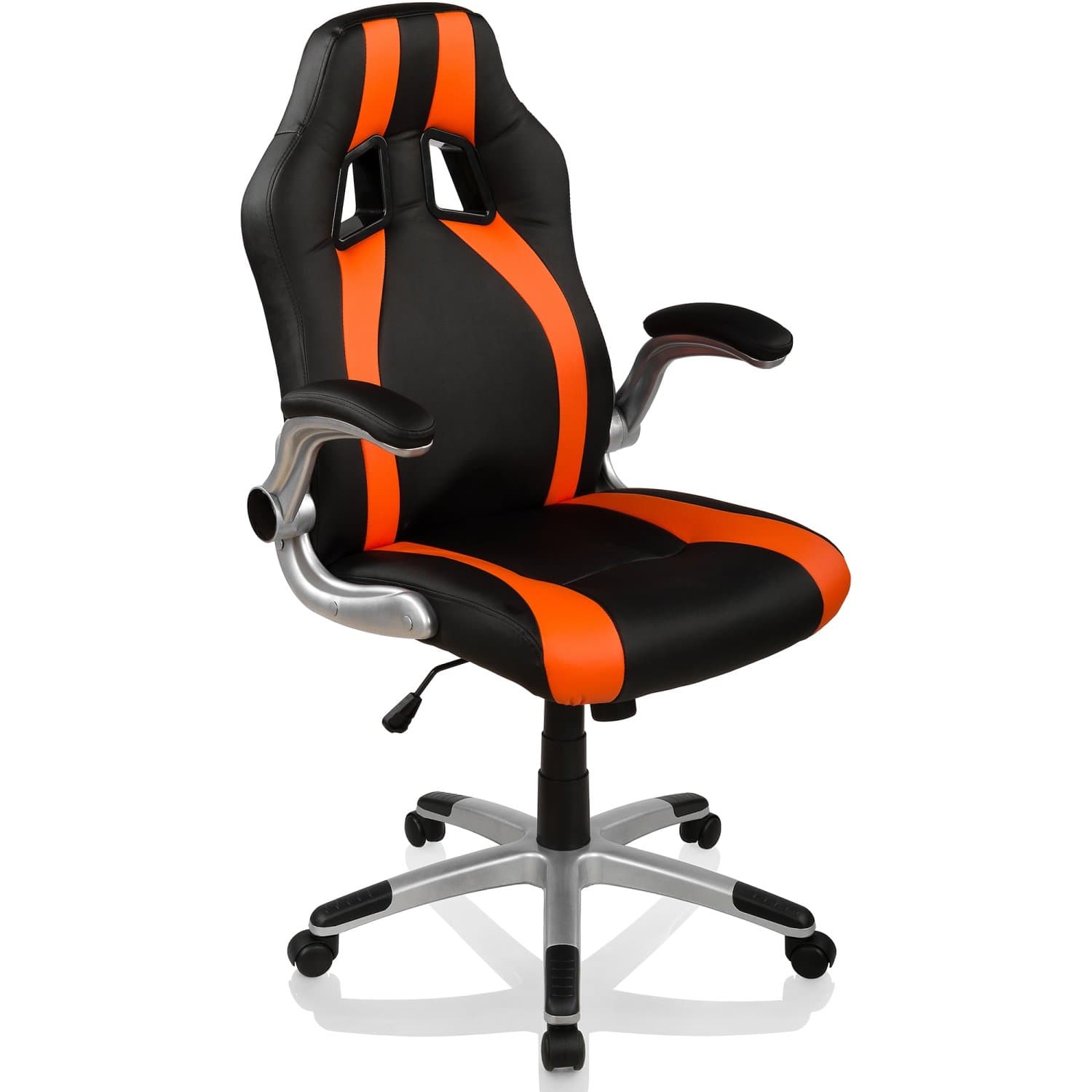 Office Chair Desk Chair Racing Look “GT Stripes Series”, Gaming-Chair, Collapsible Armrests, XL Five-Star Base, Gas Lift Rocking Function