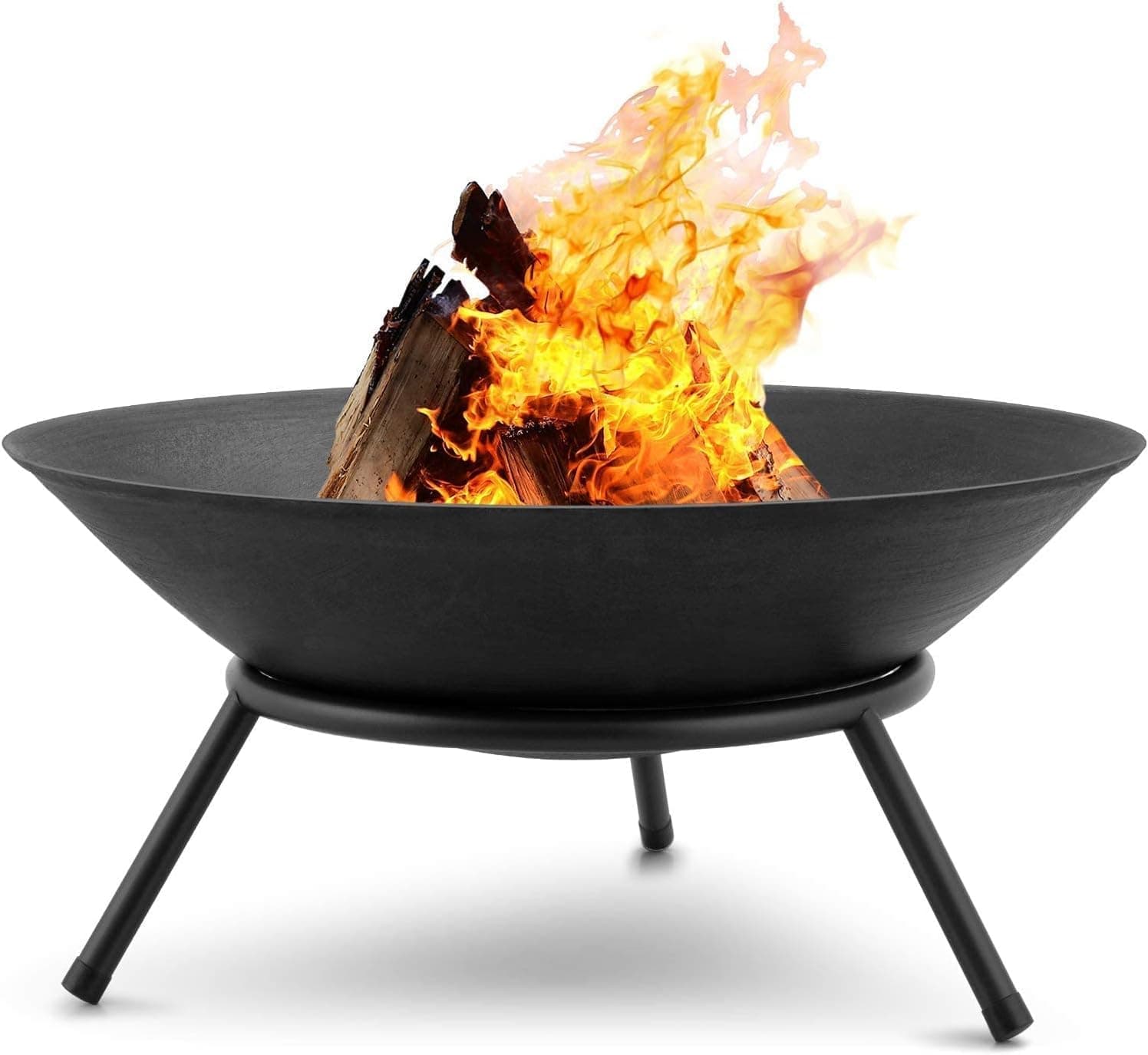 Sigdi/Fire Pits for Garden Steel Fire Bowl Outdoor Fire Brazier for Garden BBQ Patio Heater Camping Portable Fire Basket Chimney Log Burning Bowl Wood Burner Charcoal Bonfire Bowl 49.4 cm