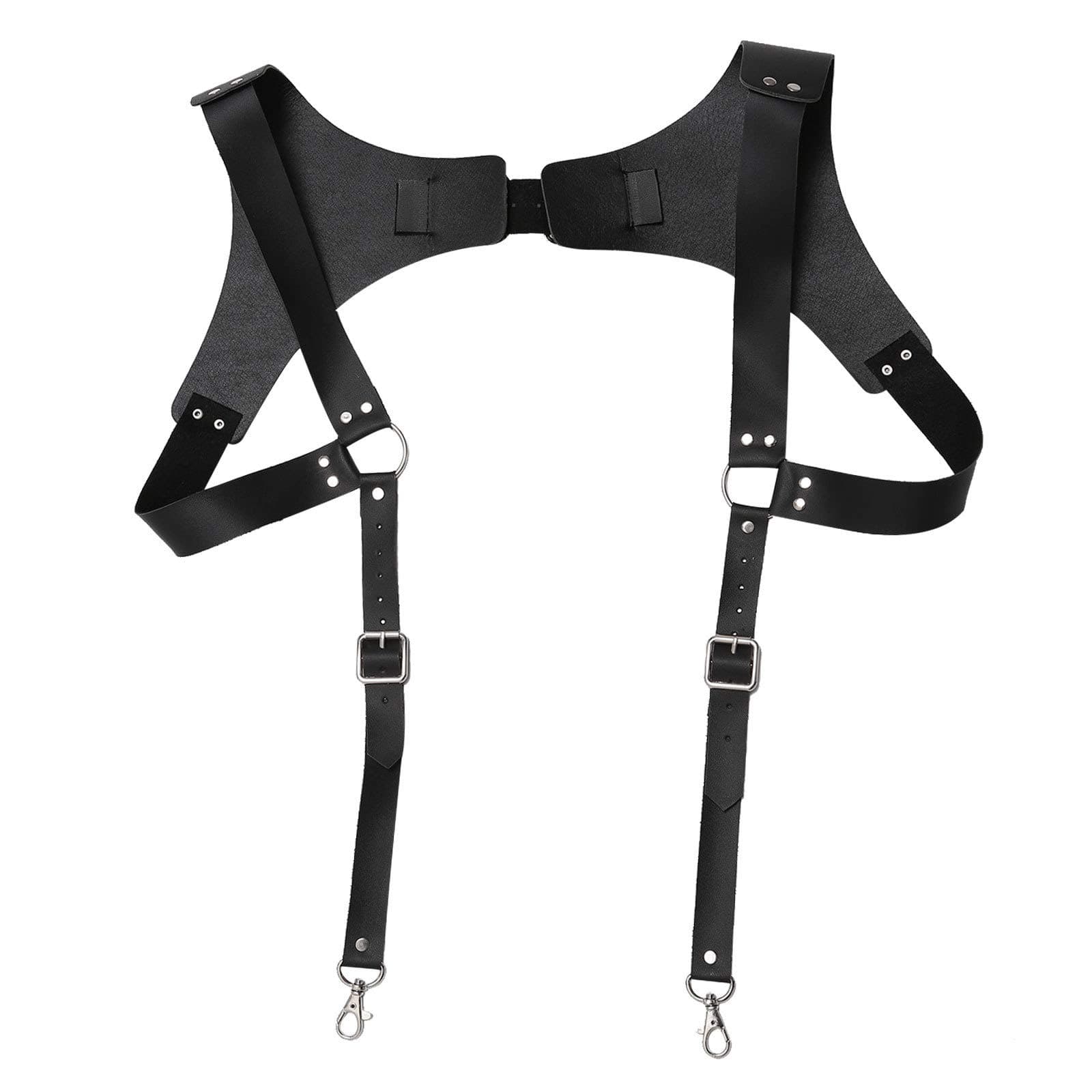 TTAO Men's Vintage Suspender Buckled Back Leather Suspender with Swivel Hooks Medieval Costume Accessories for Pants