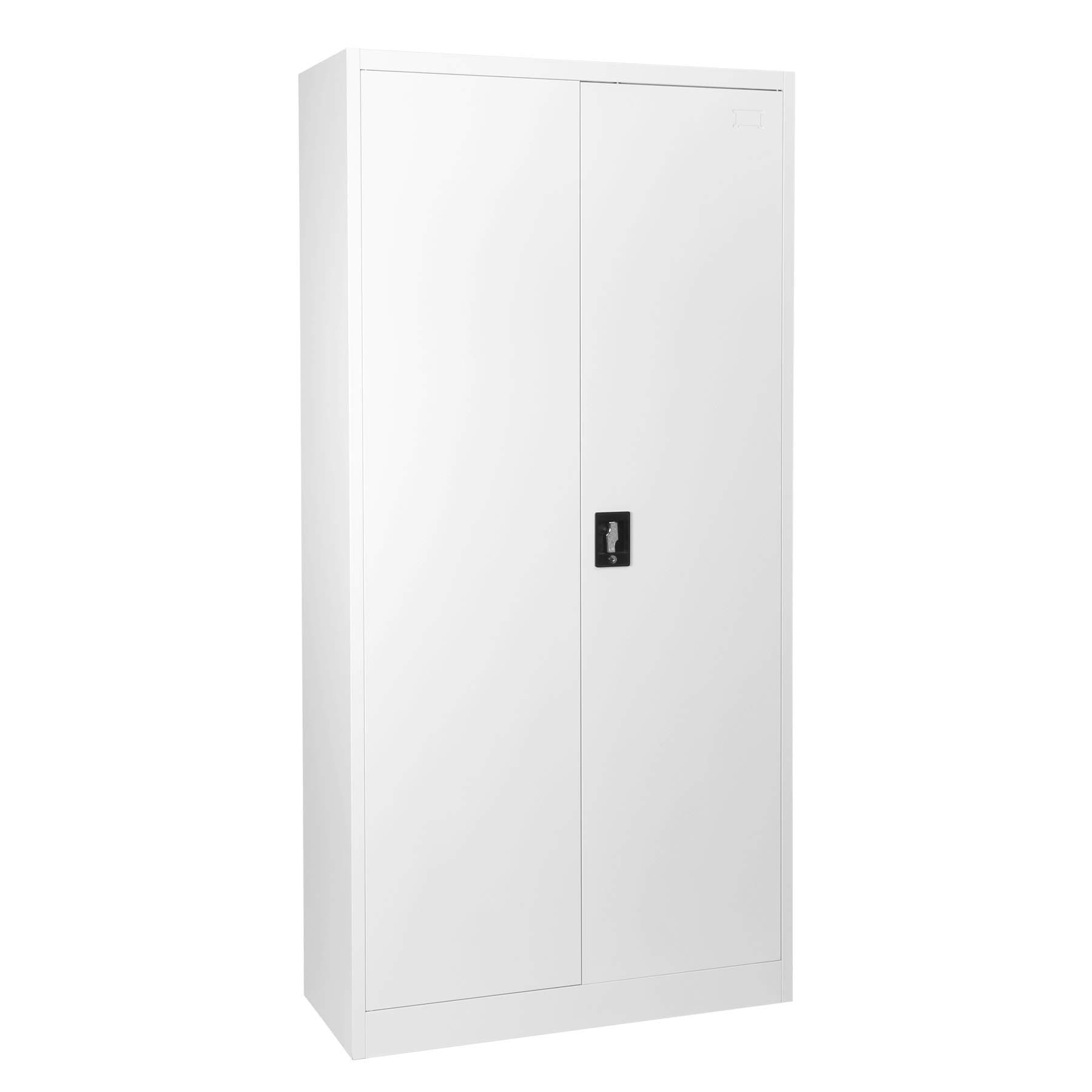 MMT Furniture Designs White Stainless Steel Cupboard - 2 Door Lockable Filing Cabinet - Tall Office Storage Cupboard Organiser - Heavy Duty Metal Shelving Unit - Large Storage Unit with 4 Shelves