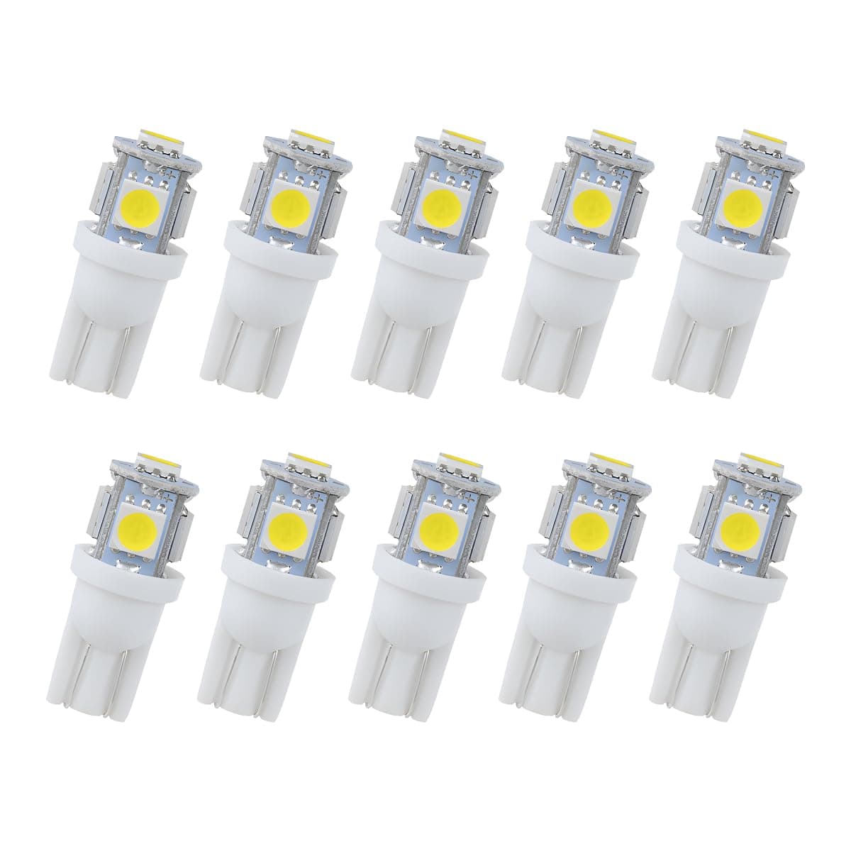 10PCS T10 LED Car Light Bulb, 12V 6000K Automotive Wedge 194 168 2825 5050 5SMD LED Bulb Chips Dome Lights, Universal for Vehicle Map Door Courtesy License Plate Lights and More(White)