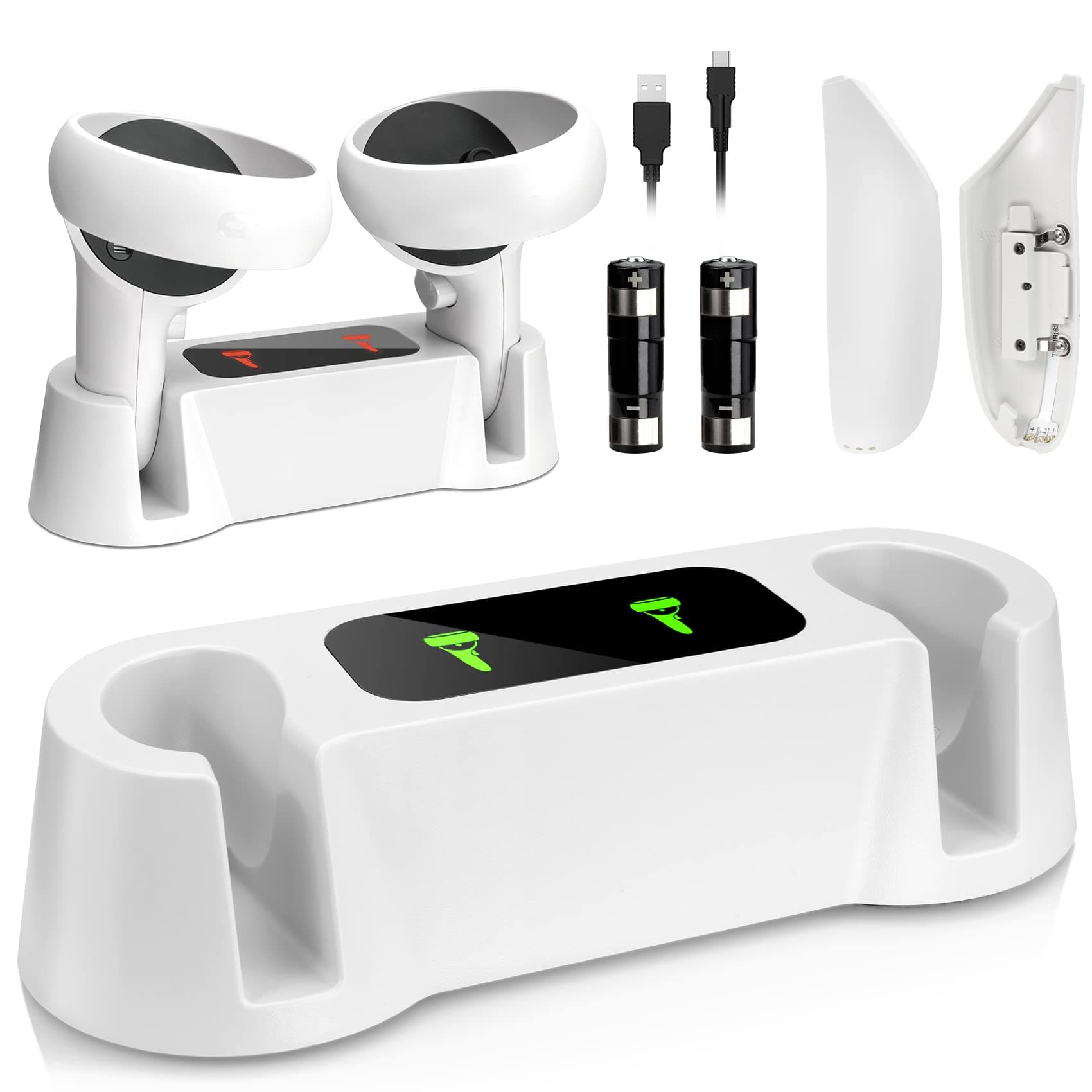 Charging Dock for Oculus Quest 2 Controllers,VR Charger Station for Oculus Quest 2 Controllers Fast Charging Station Set with Type-C Charging Cable