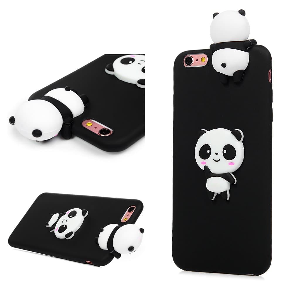 YOKIRIN iPhone 6 Case, iPhone 6S Case, 3D Handmade Cute Black Panda Jelly Soft TPU Silicone Rubber Slim Fit Shockproof Anti-Scratch Skin Protective Bumper Cover for Apple iPhone 6, iPhone 6S