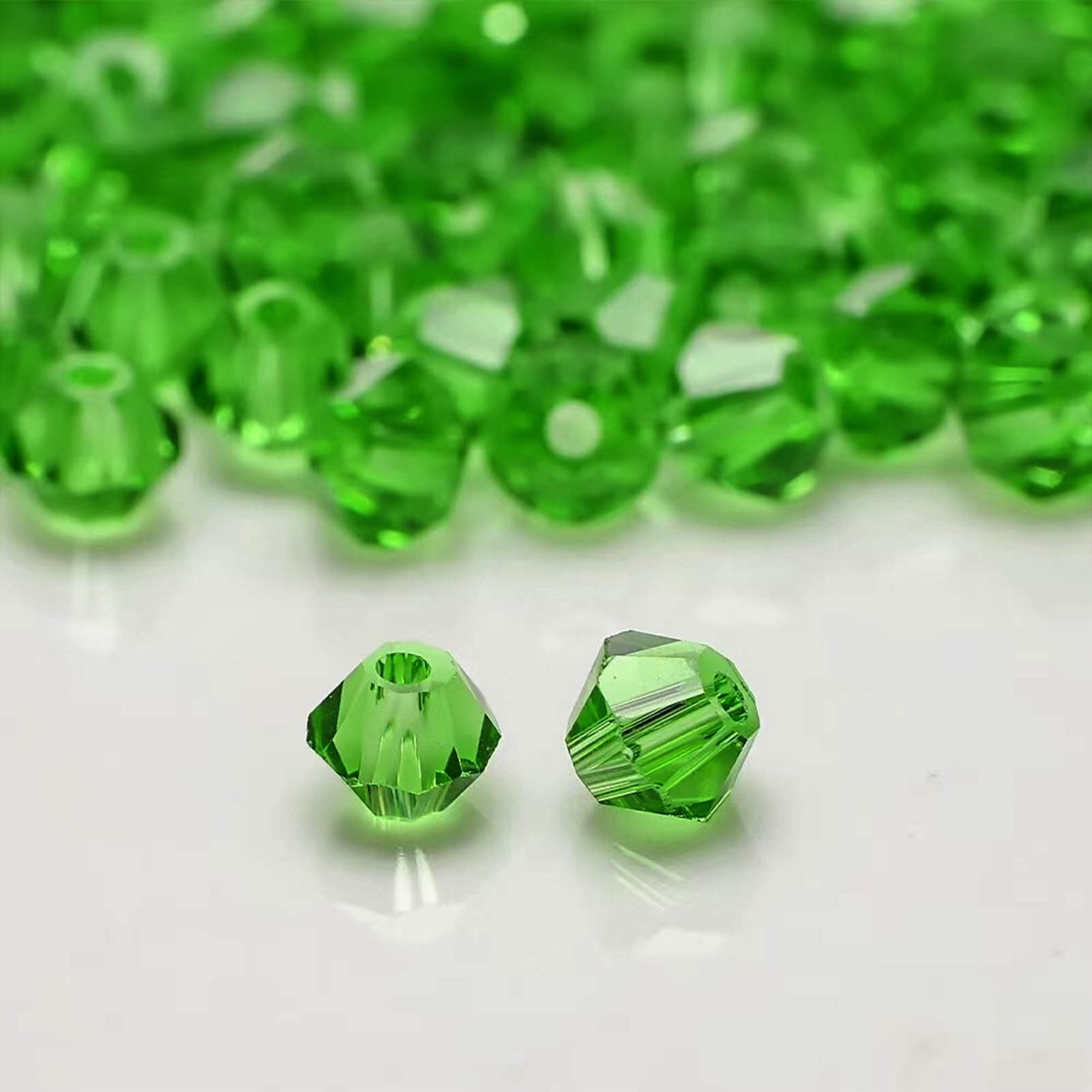 100 Pcs 6mm Moss Green Faceted Bicone Crystal Glass Beads for Jewelry Making