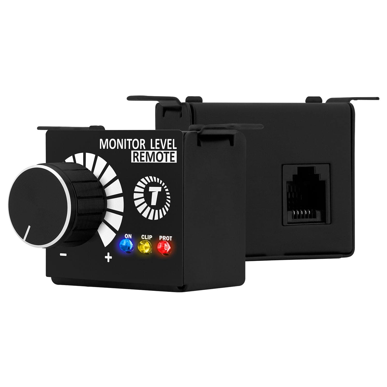 Monitor Level Remote Controller Volume Regulator Bass Knob Exclusively for Specific Amplifier, Volume Remote, Black, Small, Adjuster Integrated LEDs: On, Clip and Protection.