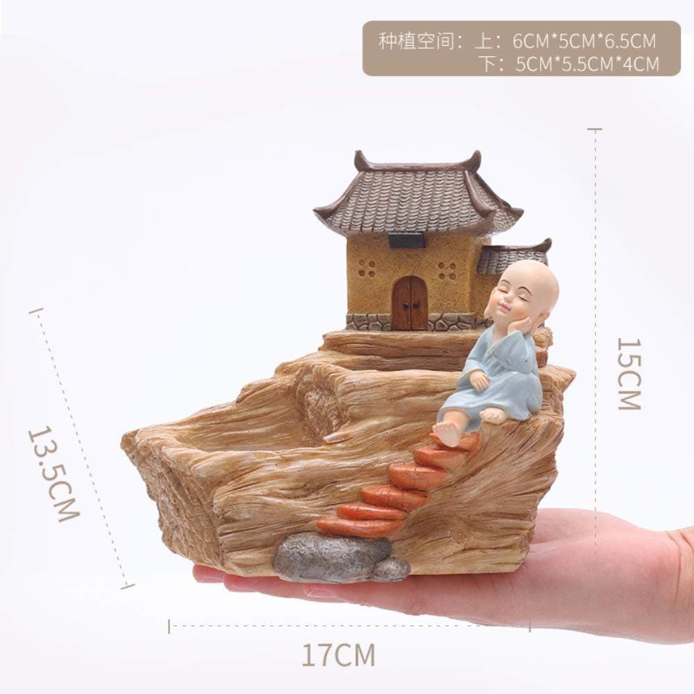 Wang Personality creative Zen hospital fleshy flower pot home indoor green plant Zen small monk plant potted,2