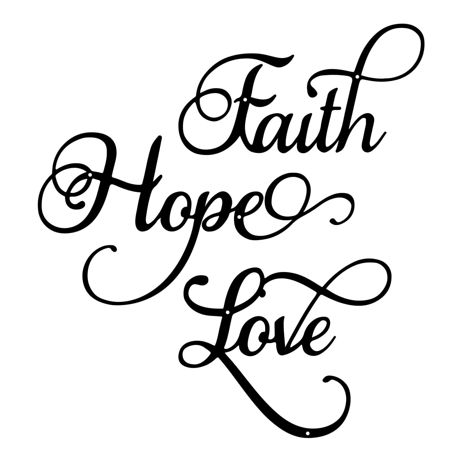 ESTART Faith Hope Love 3 Pieces Metal Wall Decor Inspirational Black Letter Sign Wall Art Rustic Vintage Farmhouse Word Metal Sign Family Wall Decor for Home Bedroom Living Room