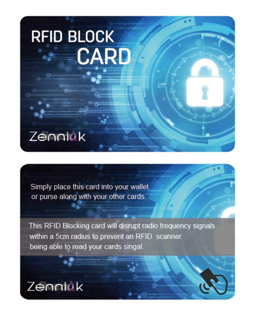 ZenniakCredit Card Protector - 1 RFID Blocking Card Does All to Block RFID/NFC Signals Form Credit Cards and Passports; Fit in Wallet and Purse