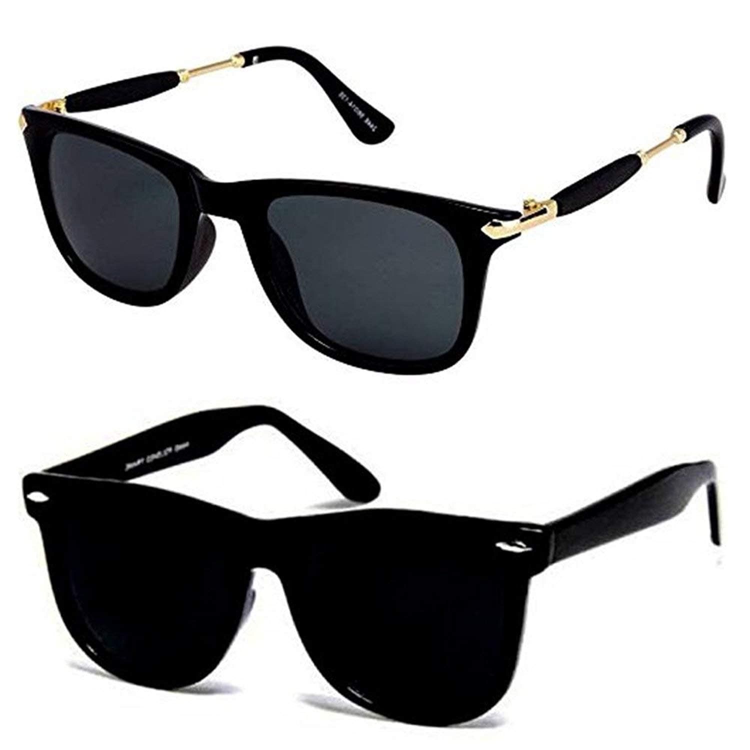 Y&S Unisex Wrap Non-Polarized Sunglasses Black Frame Black Lens ( Medium )-Pack Of 1