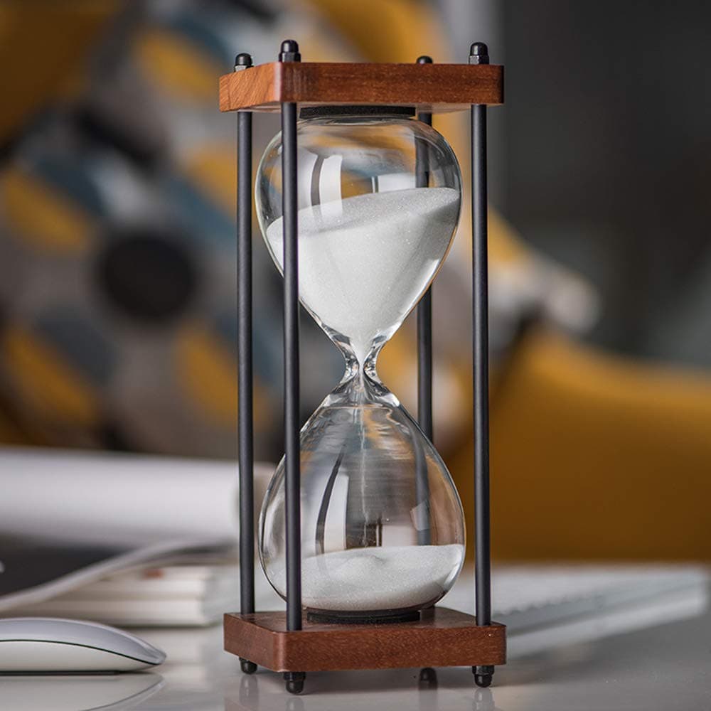 AKAKA MUNING Large Hourglass Timer 60 Minute, Decorative Wooden Sandglass, White