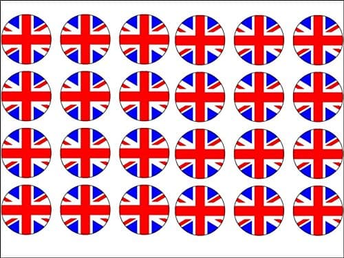 24 Great Britain Union Jack UK Edible Wafer Paper Cup Cake Toppers