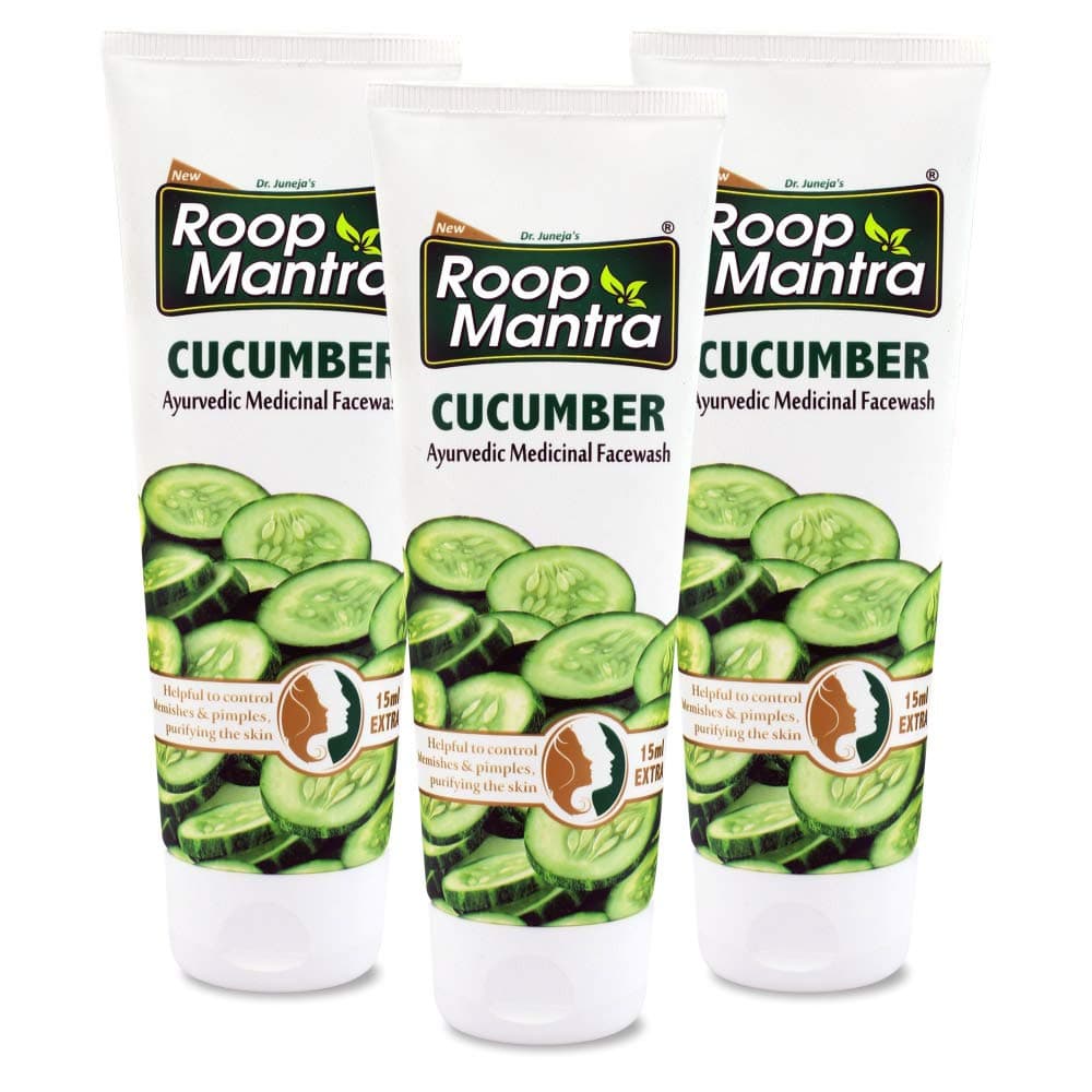 Roop Mantra Cucumber Face Wash 115ml, Pack of 3 with Neem & Aloe Vera, Herbal Face Wash