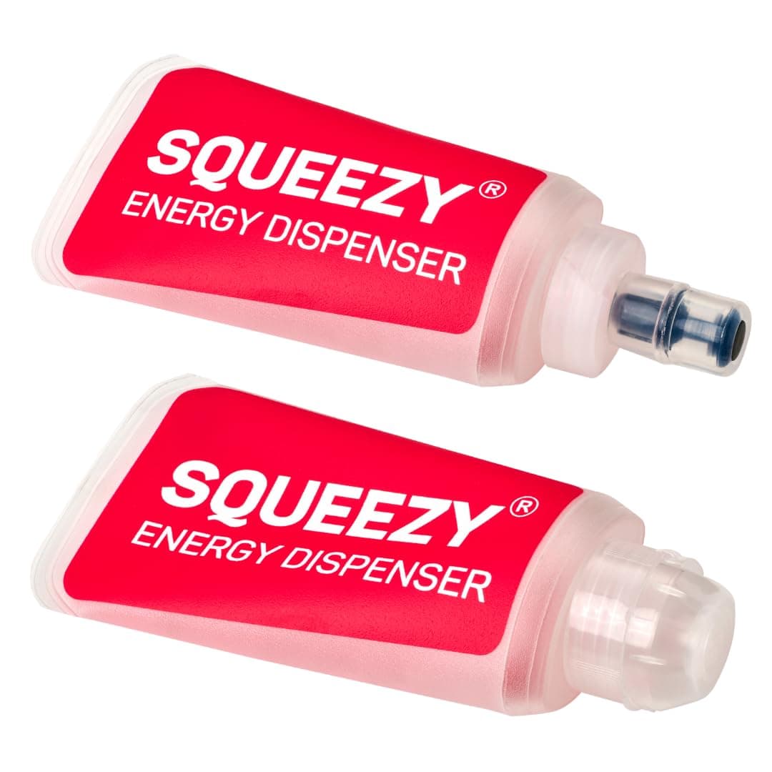 Squeezy Energy Dispenser Soft Flask, 150 ml (Pack of 2) - BPA Free TPU, Flexible & Foldable Drinking Bottle for Energy Gels & Liquid Gels | Ideal for Endurance Sports