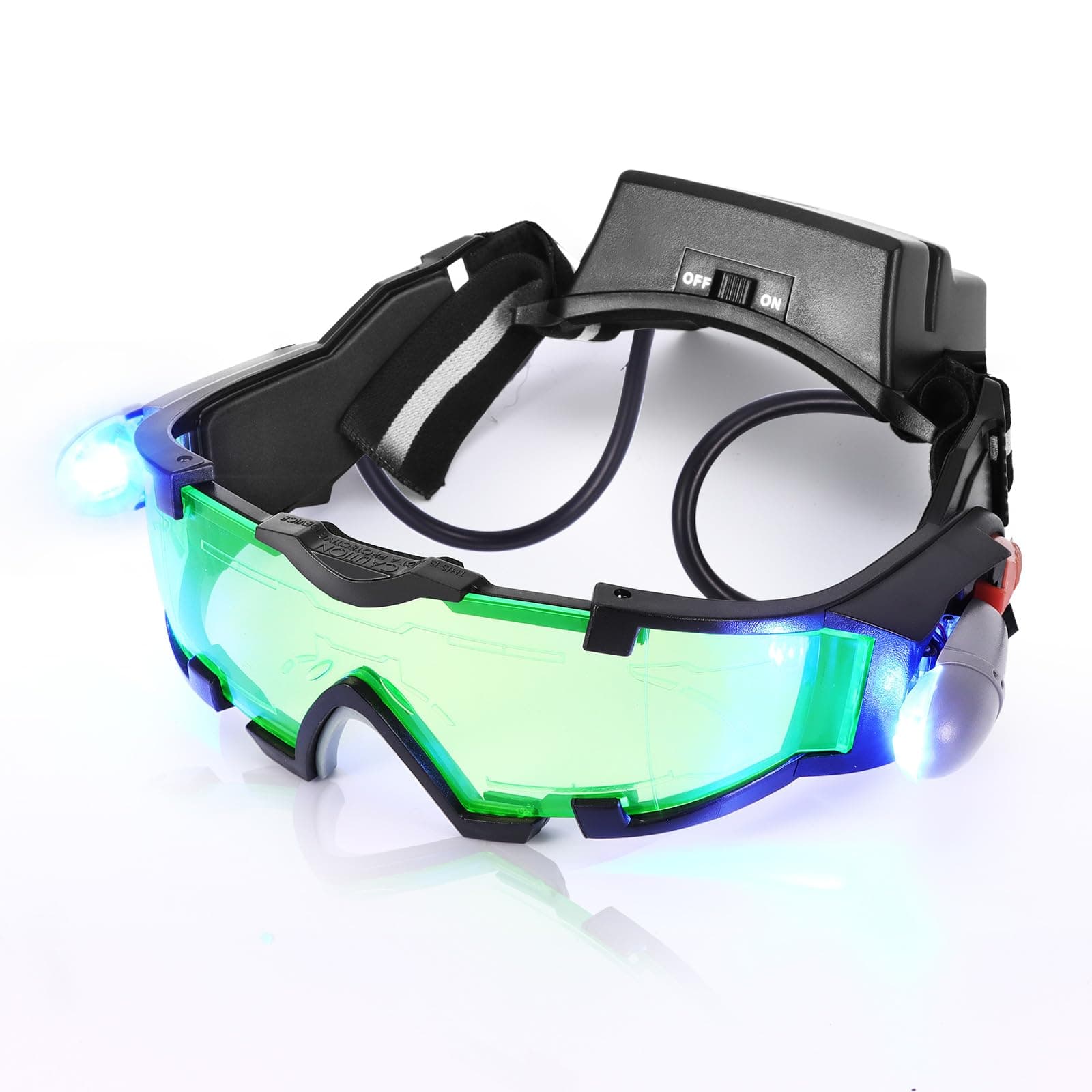 ALLOMN Spy Night Vision Goggles with Flip-Out, Adjustable Kids LED Night Green Lens Glasses for Hunting Racing Bicycling, Skying to Protect Eyes