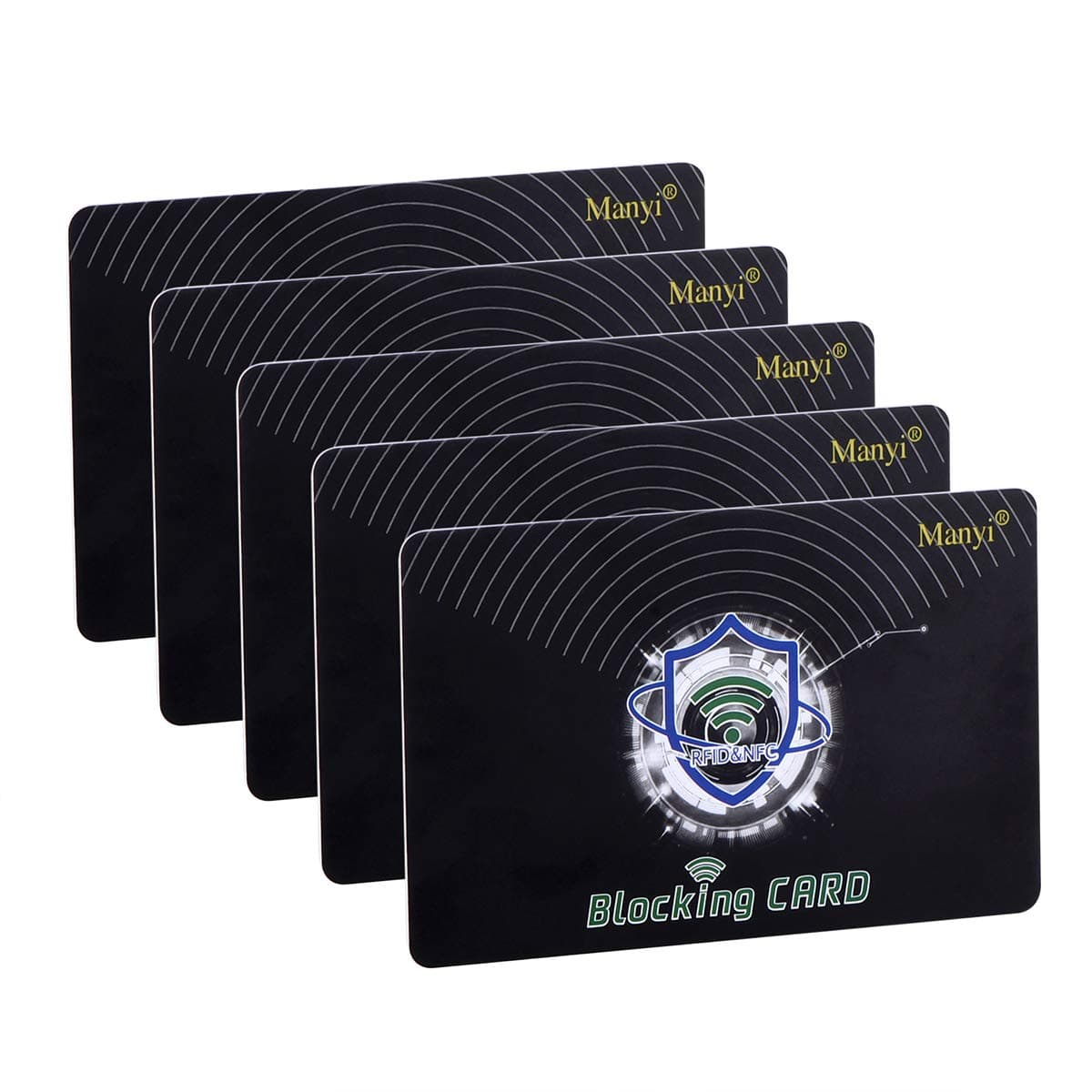 5Pcs RFID Blocking Card, Protection Entire Wallet and Purse Shield, Contactless NFC Bank Debit Credit Card Protector Blocker