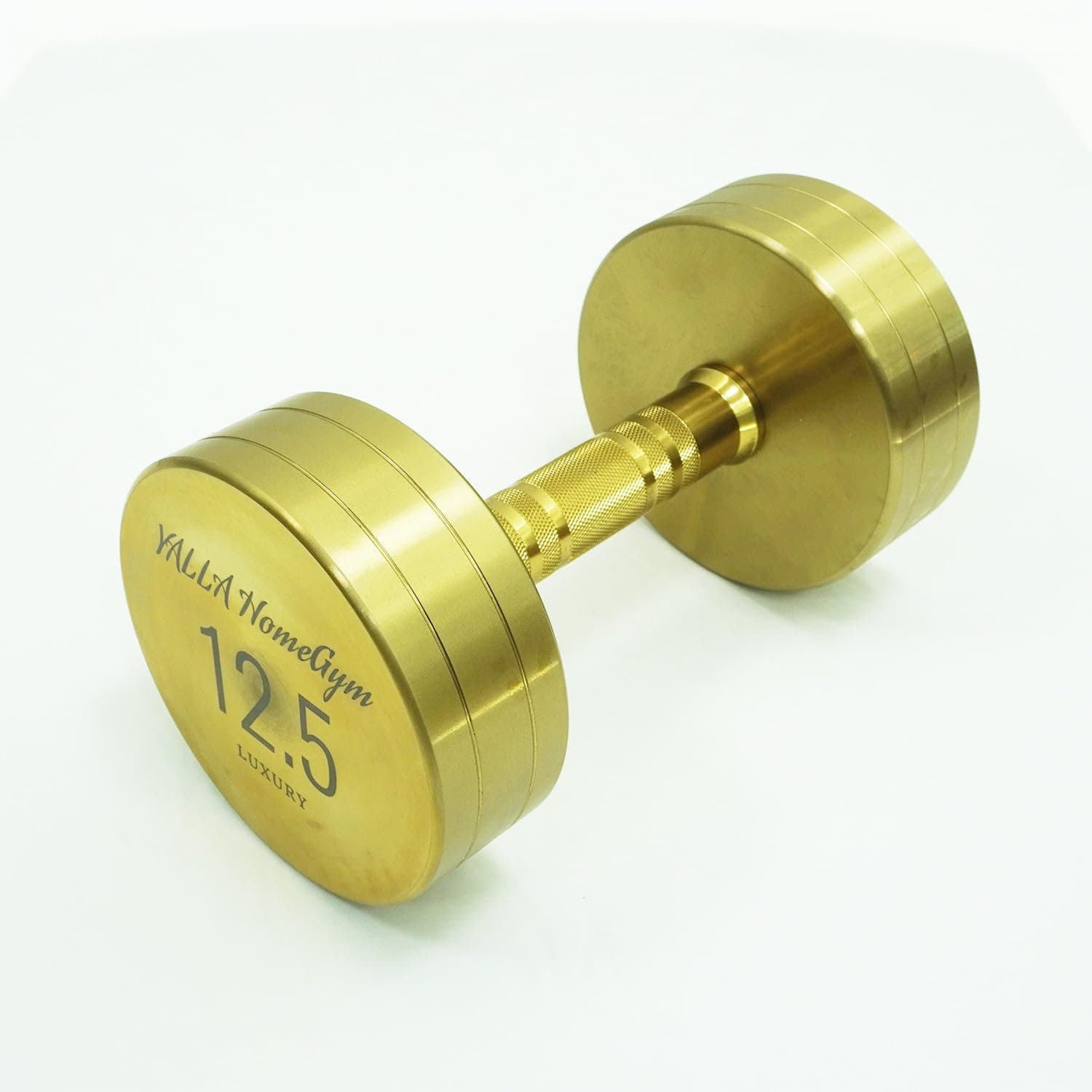 YALLA HomeGym Luxury Gold Plated Premium Round Dumbbells, High Grade Knurling For Unmatched Strength And Elegance In Fitness, Exclusive Edition Dumbbells, For Training, Gift & Showcase