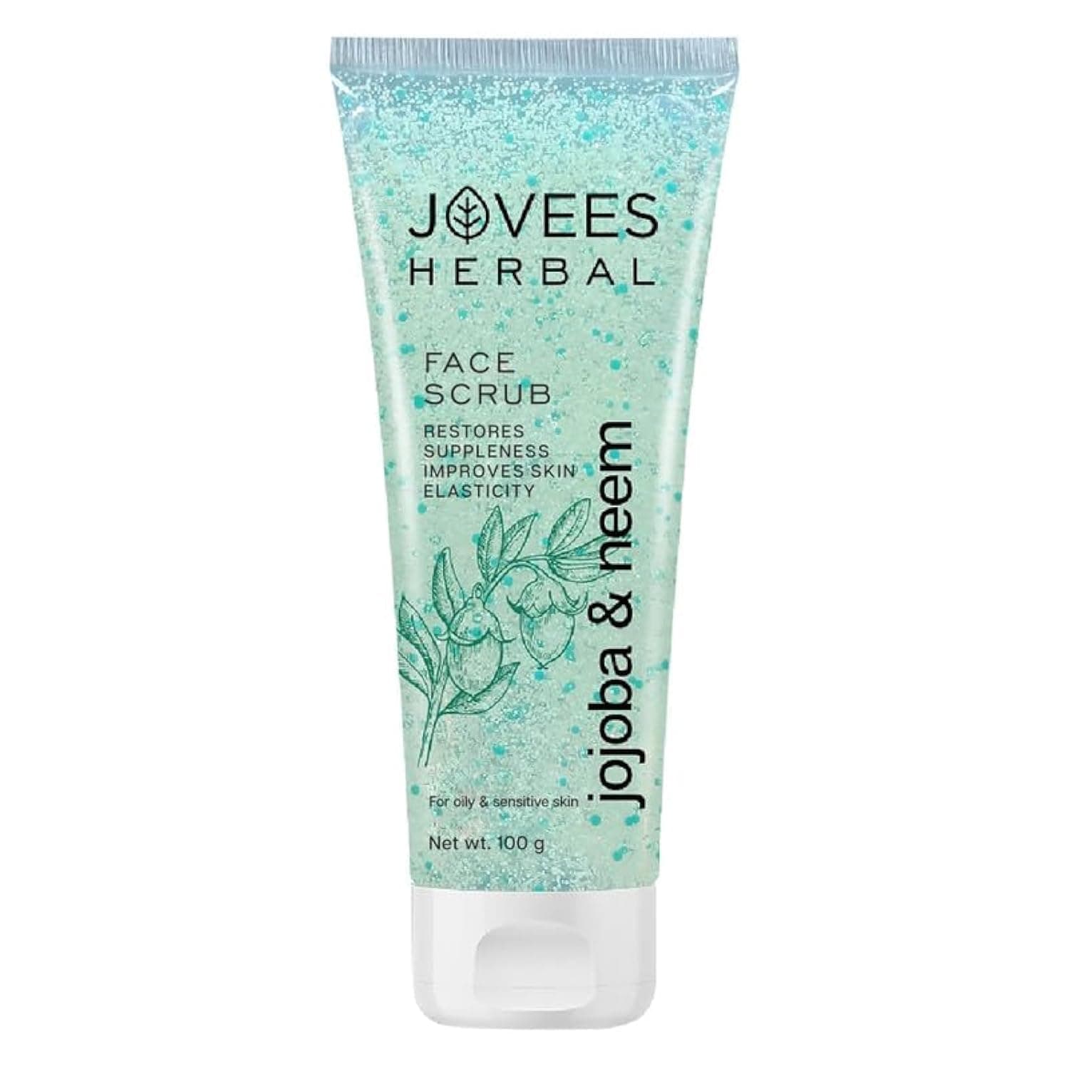 Herbal Jojoba & Neem Face Scrub (50gm) With Neem & Wheatgerm Extract | Gently Removes Dead Skin | Reduces Signs Of Premature Ageing | For Oily & Sensitive Skin
