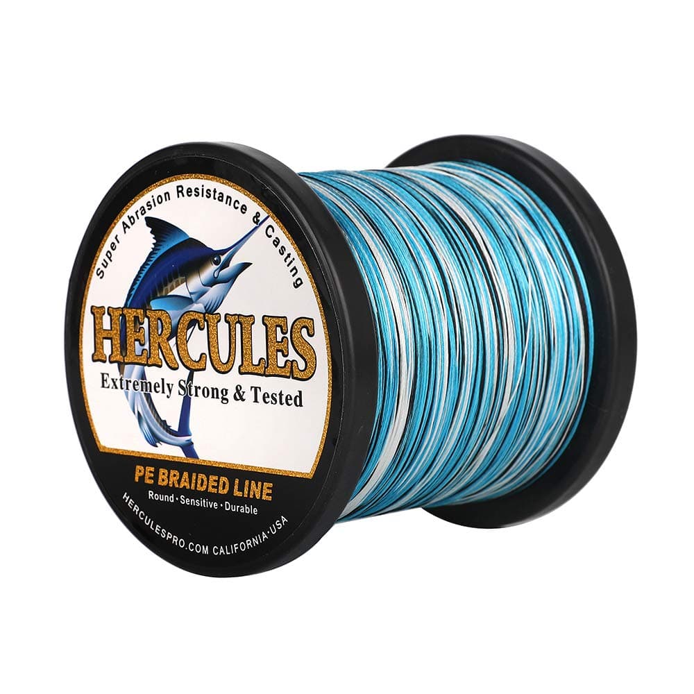 HERCULES Cost-Effective Super Cast 8 Strands Braided Fishing Line 10LB to 300LB Test for Salt-Water,109/328/547/1094 Yards(100M/300M/500M/1000M),Diam.#0.12MM-1.2MM,Hi-Grade Performance,Variety Colors