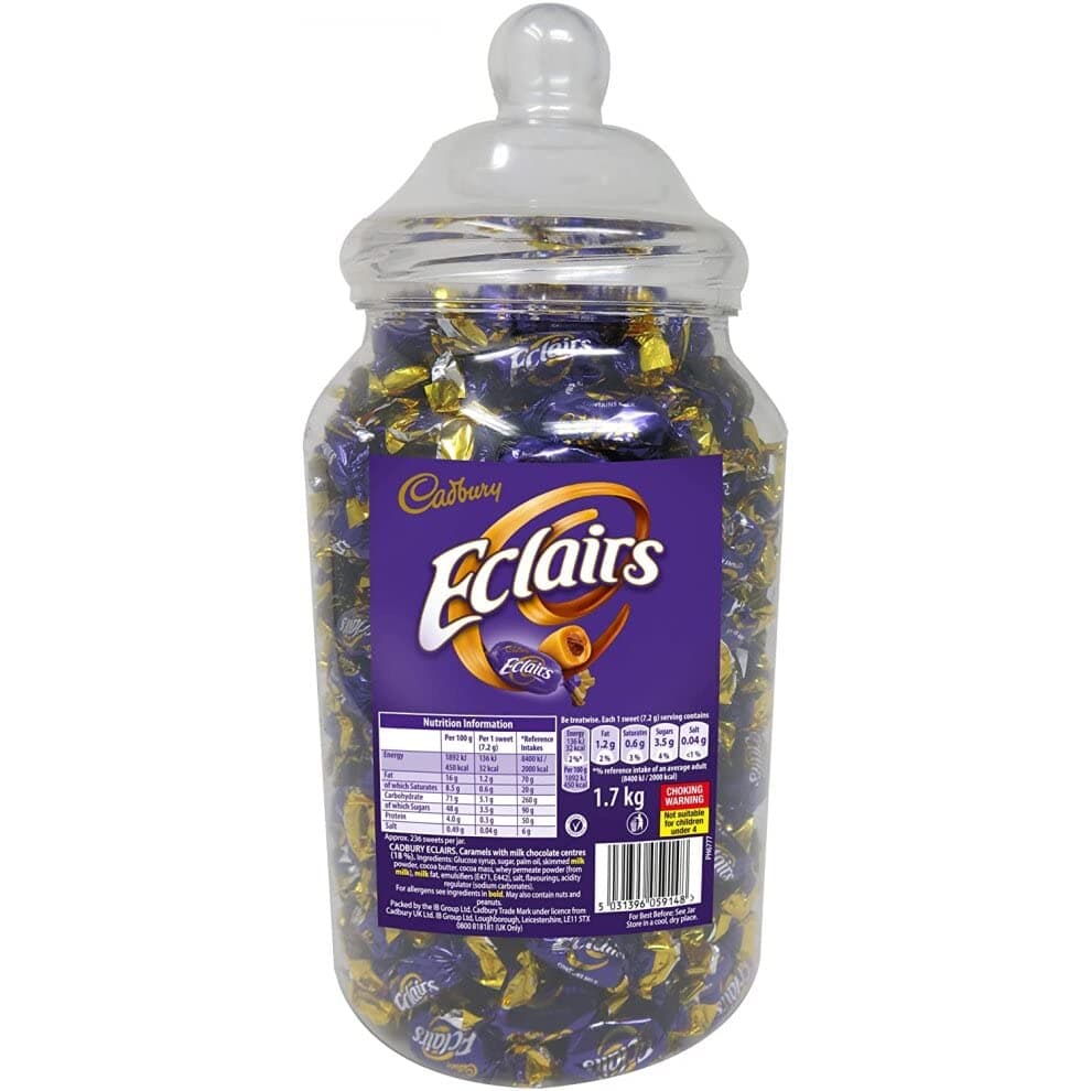 Eclairs Chocolate Gift Jar 1.75kg Original Chocolate Eclairs Jar Soft Chocolatey Centre Sweet Treats