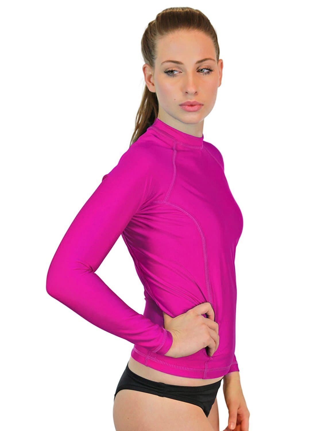 Goddess Rash Guards Swim Shirt For Women - Long Sleeve UV 50+ Sun Protection Shirt (Fuchsia, Medium)