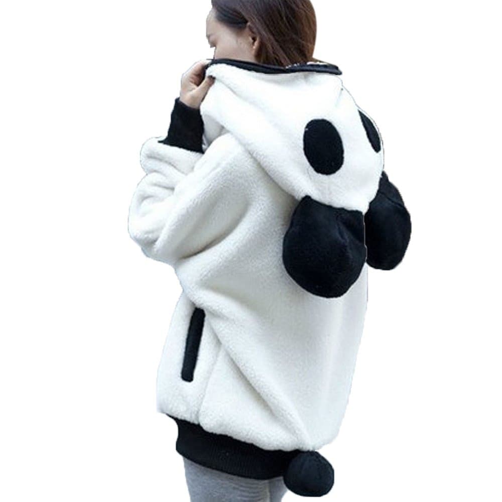 Women Hooded Sweatshirt, TUDUZ Christmas Cute Bear Ear Panda Winter Warm Hoodie Coat Women Hooded Jacket Outerwear (White, M)