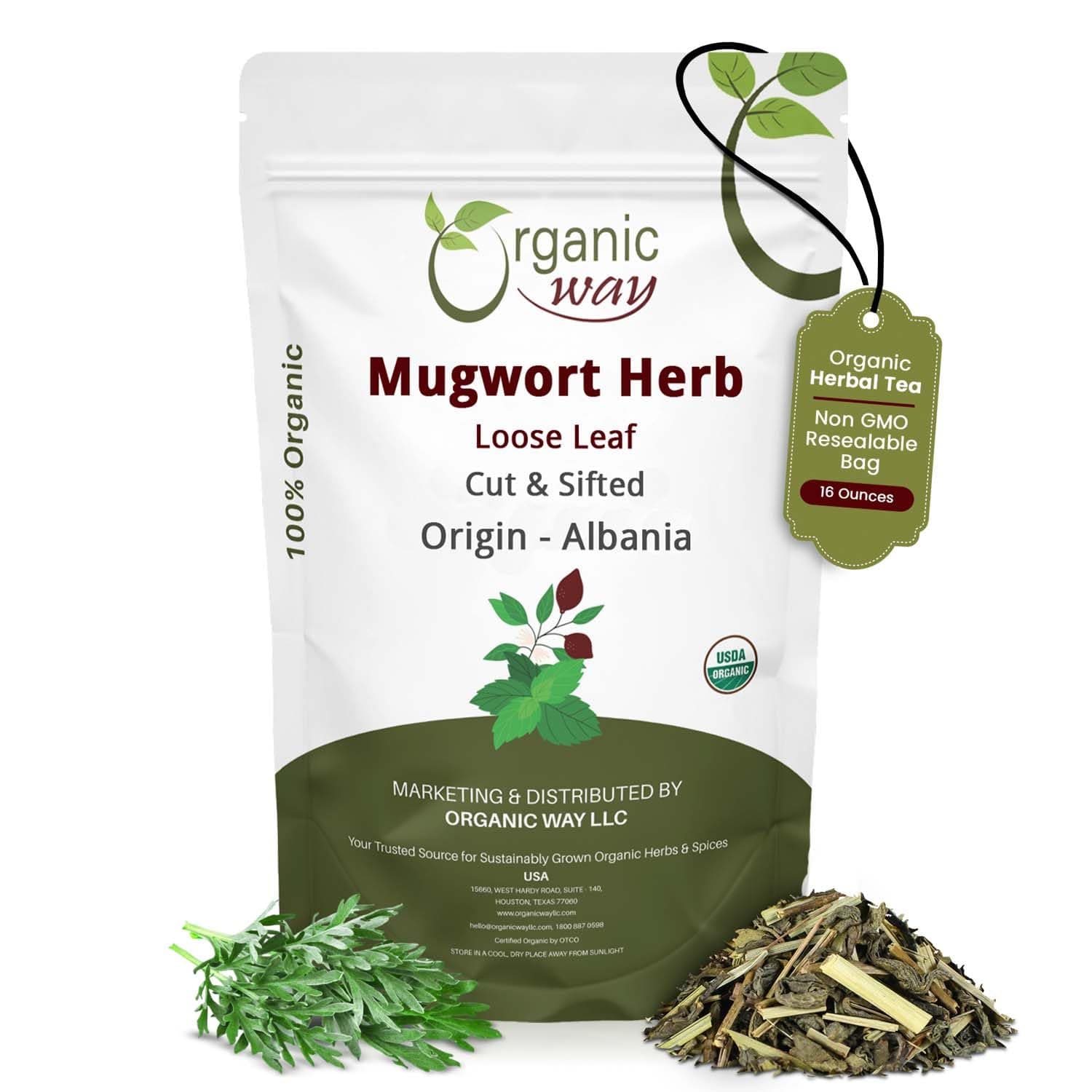 Mugwort Herb Loose Leaf Cut & Sifted (Artemisia Vulgaris) Herbal Tea | Kosher & USDA Certified | Vegan, Non-GMO & Gluten Free | Raw from Albania (16 Ounce (pack of 1))