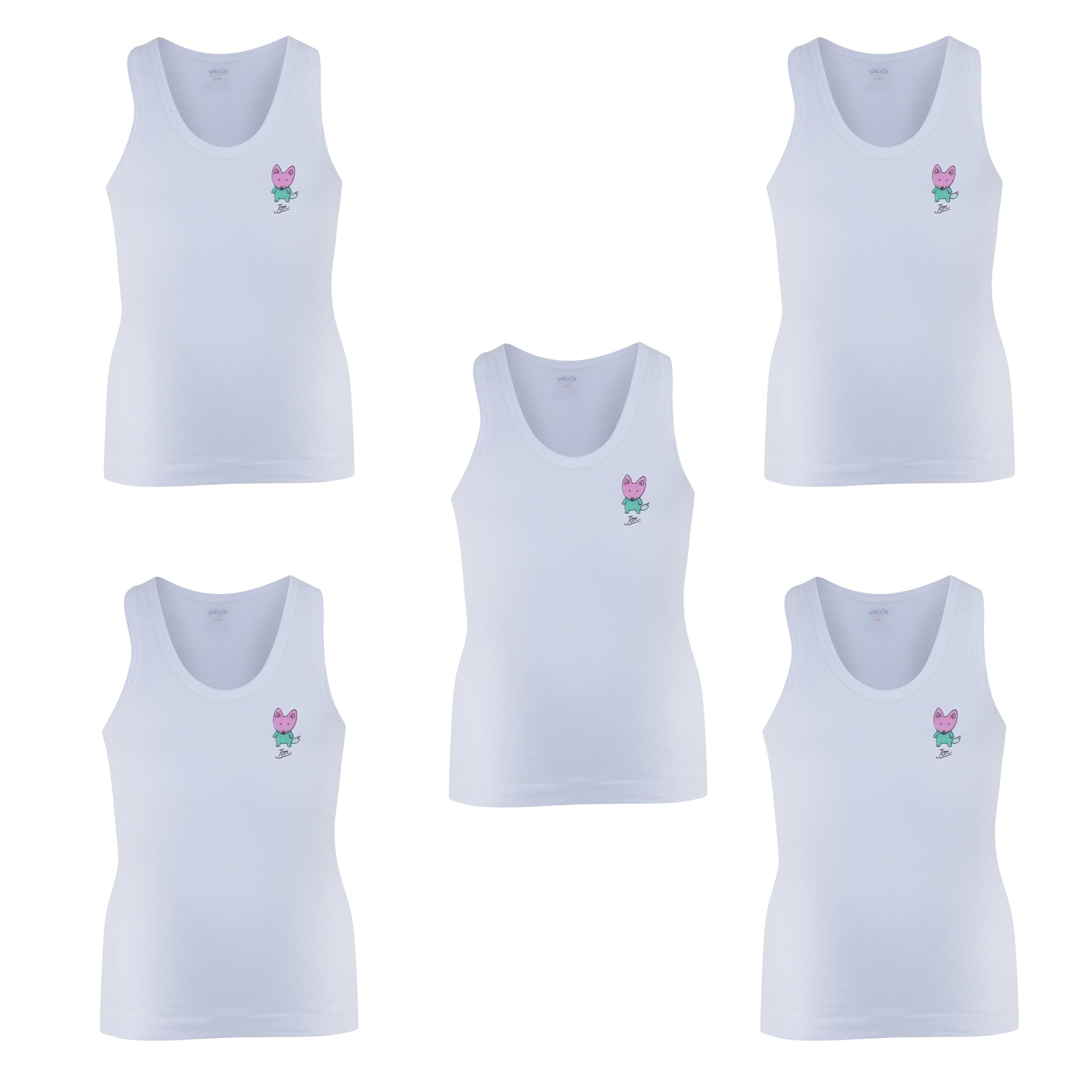 Rupa Jon Sleeveless Round Neck Vest for Boys, 100% Cotton Fabric, Breathable Fabric, Pack of 5