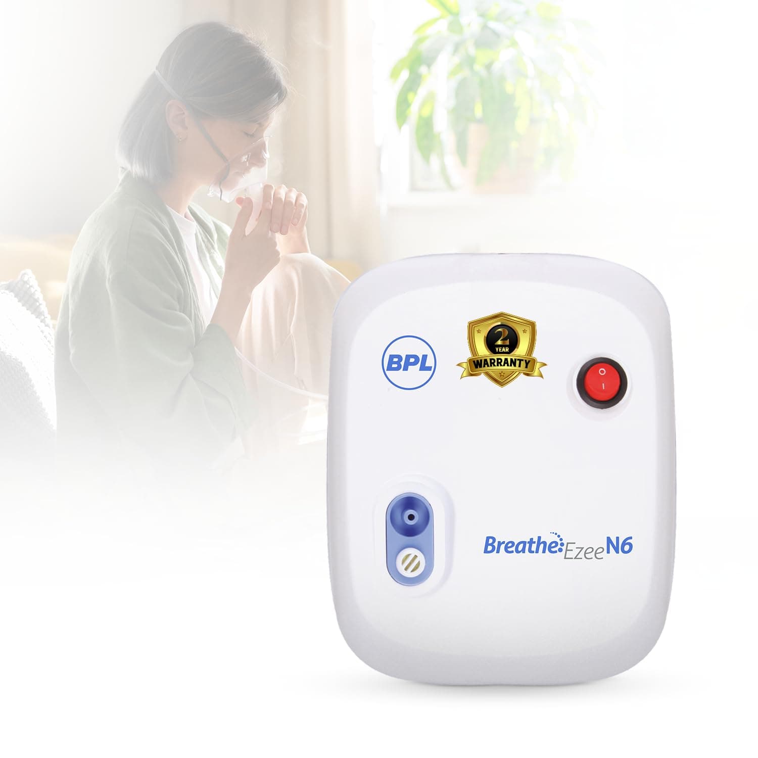 - BPL Medical Technologies Breathe Ezee N6 Low Noise Compressor Nebuliser Machine Kit For Child And Adult, Portable Nebulizer - White