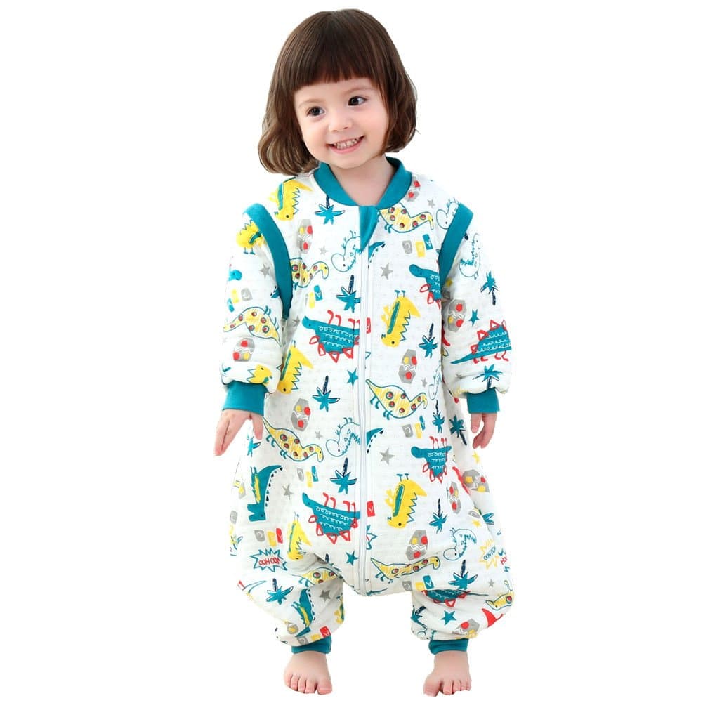 G' abigale Fairy 100% Cotton Cute Dinosaur Baby Sleeping Sack Bag Pajama Set (L, Blue)