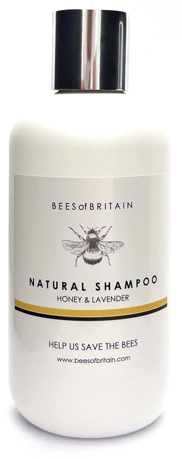 99% Natural Shampoo - Honey, Lavender. No Sulfates/Parabens, pH 5.5, Sensitive Skin. We Donate 5% of our Profit to Save Bees + Pollinators. 250ml