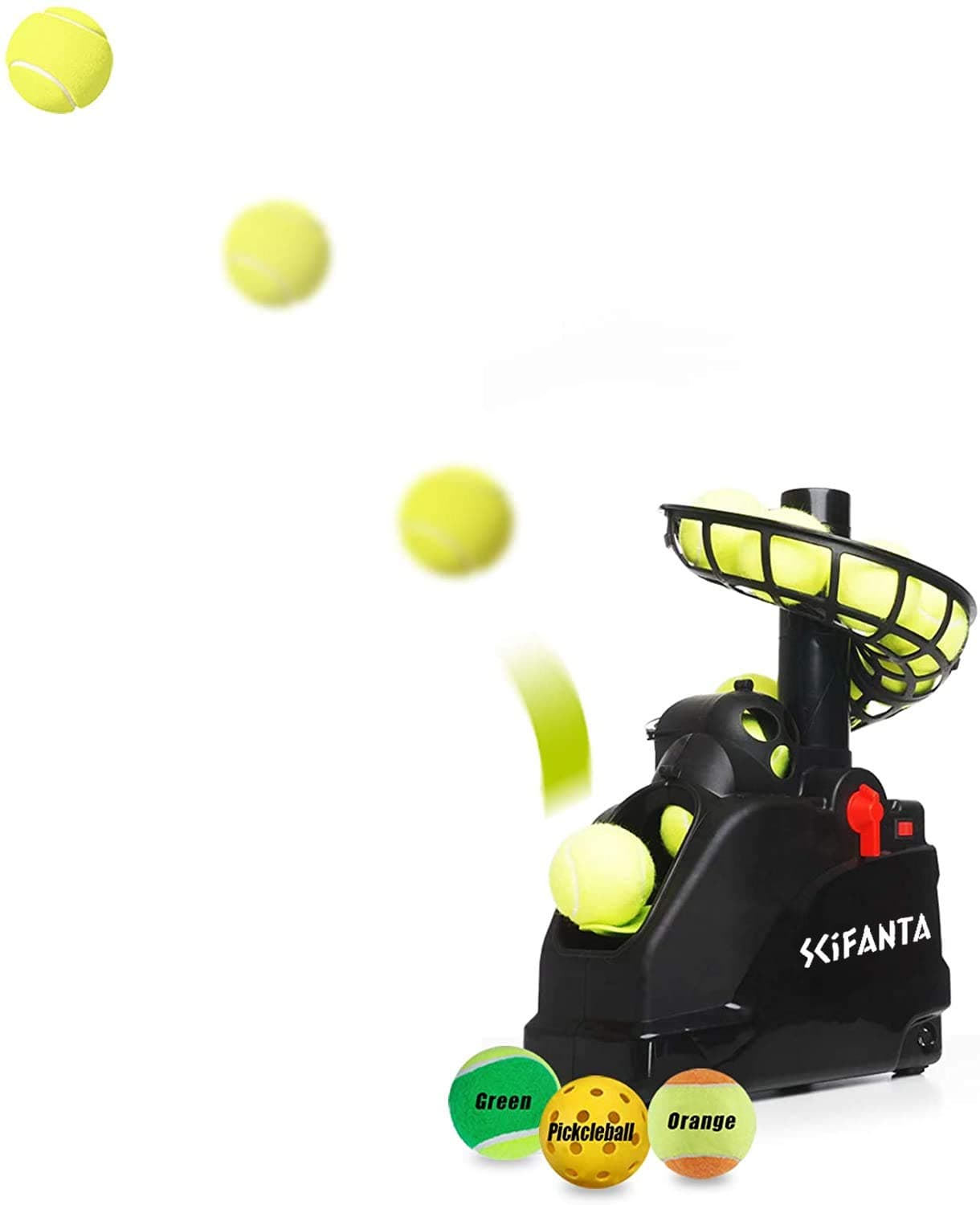 SCIFANTA Portable Tennis Ball Tosser(3.7lb) for Self-Play|Ball Launcher Beginners/Kids/Coaches/Home-Court|Accurate&Efficient Feed Buddy for All-Levels/Ages|AC&Battery Powered