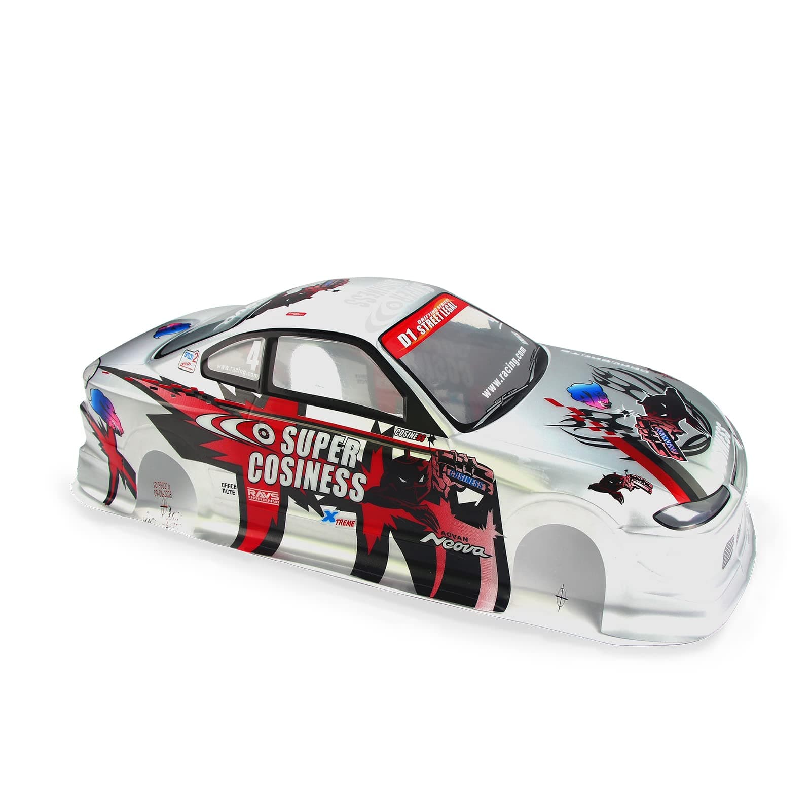 Manrock 1/10 Scale RC Painted Drift Racing Touring Onroad Car Body Shell Silver
