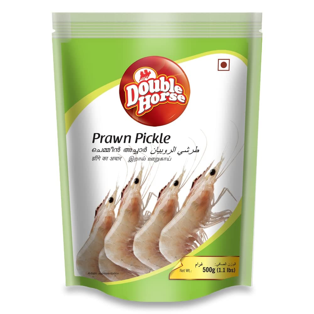 Double Horse Authentic Kerala Style Prawn Pickle 500 Grams | Export Quality| Chemeen Pickle|Jheenga Achaar|Non-Veg Pickle |Hot & Spicy | Home Made