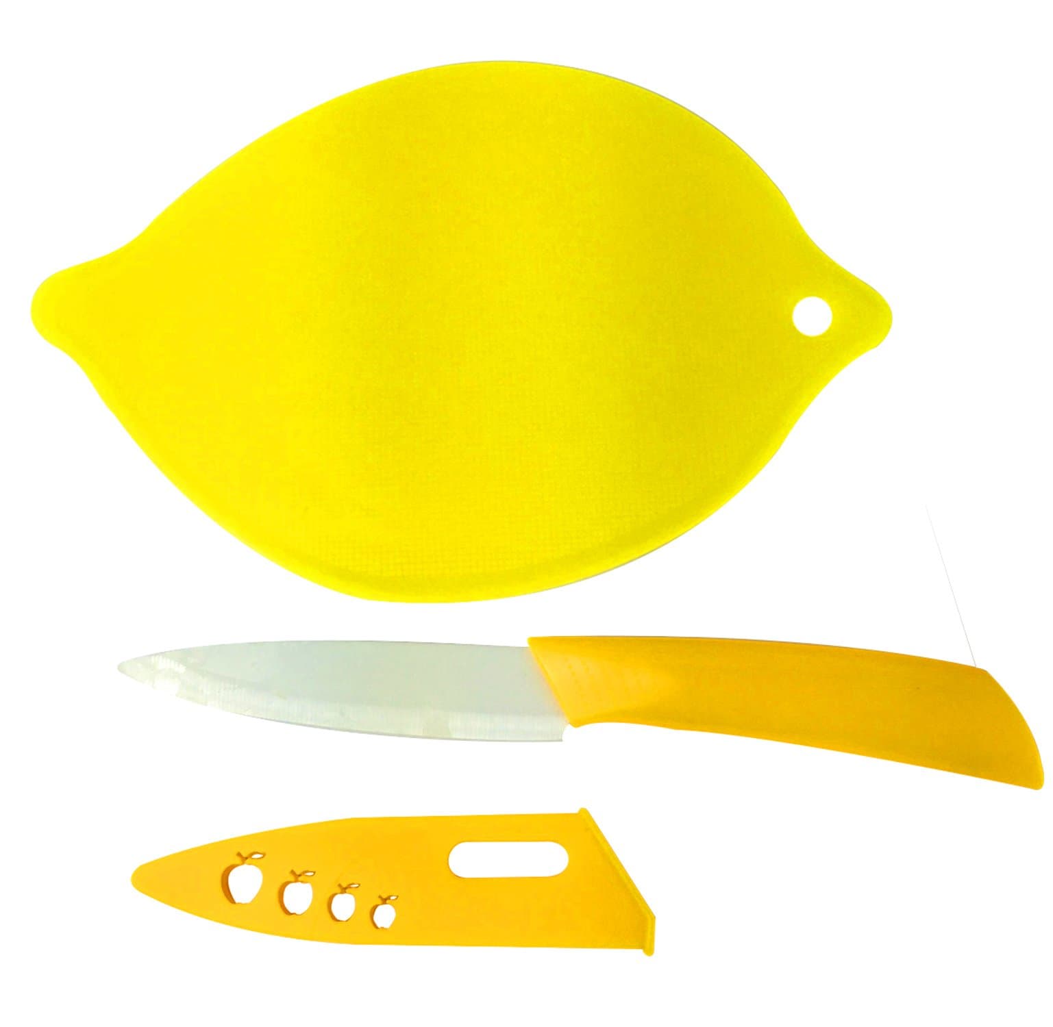 Ceramic Knife & Lemon Cutting Board from The Healthy Lemon for Use in Bar or Kitchen, Great Gift for the Chef in Your Life!
