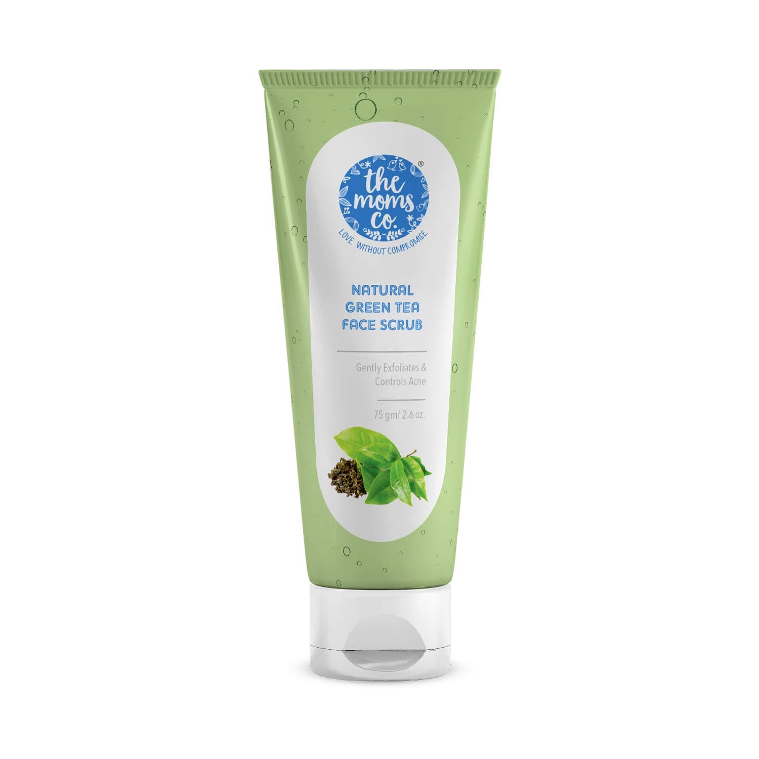 The Moms Co. Natural Green Tea Face Scrub I Control Acne & Gentle Exfoliation l With Tagua Nut, Black Sand and Vitamin C l All Skin Types (75 gms)