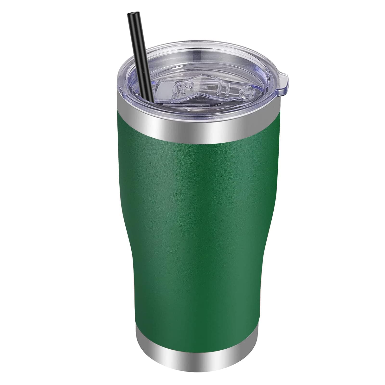 VEGOND 20oz Tumbler Stainless Steel Tumbler Cup with Lid And Straw Vacuum Insulated Double Wall Travel Coffee Mug(dark green package 1)